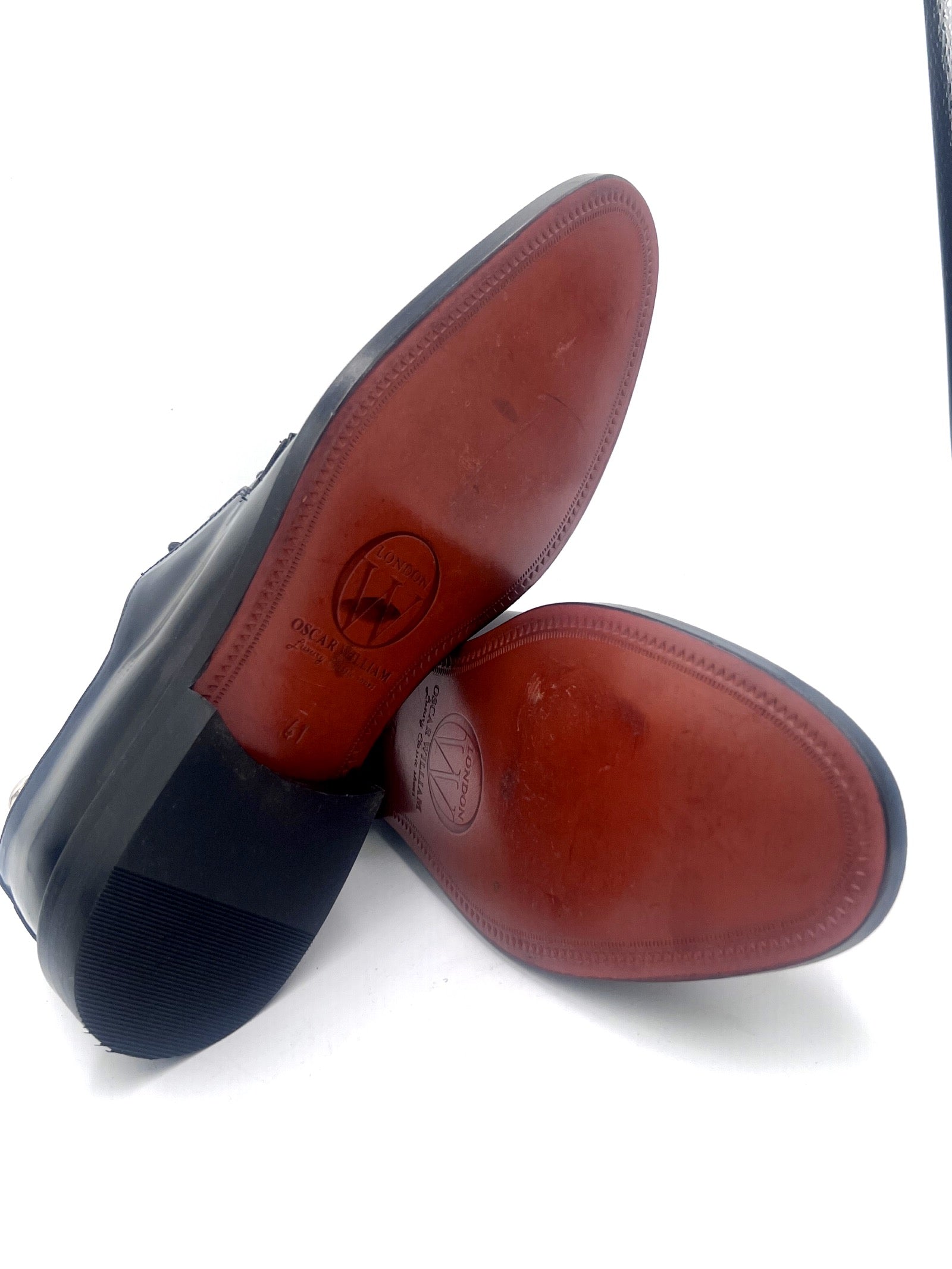 Oscar William Black High Shine Derby Shoes | Leather Sole