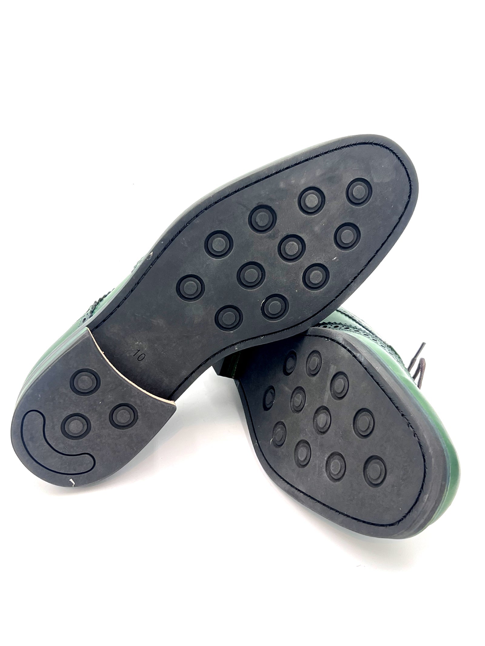 Green Patina Brogue Shoes Sole View  | Handmade by Oscar William