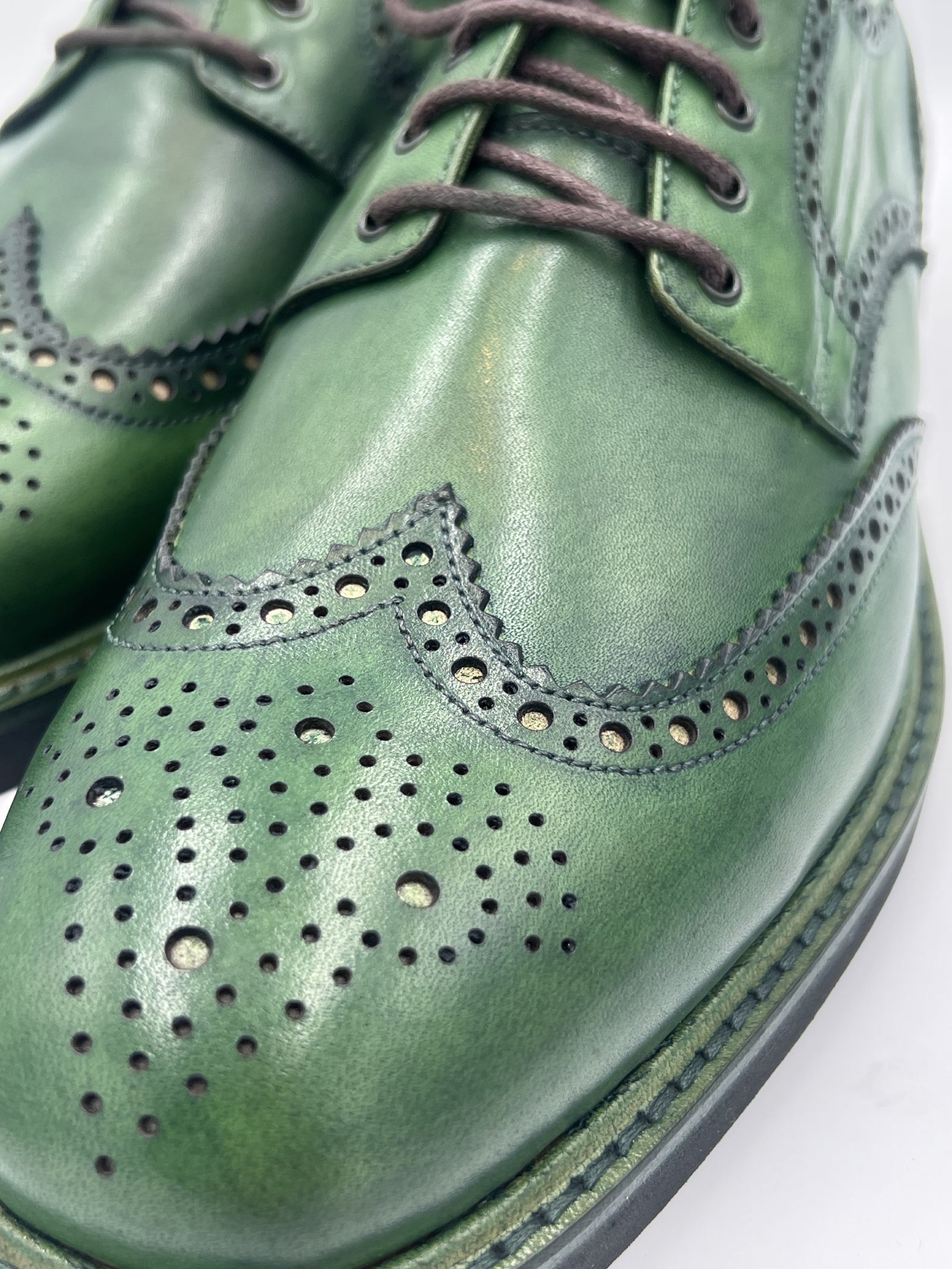 Green Patina Brogue Shoes | Handmade by Oscar William