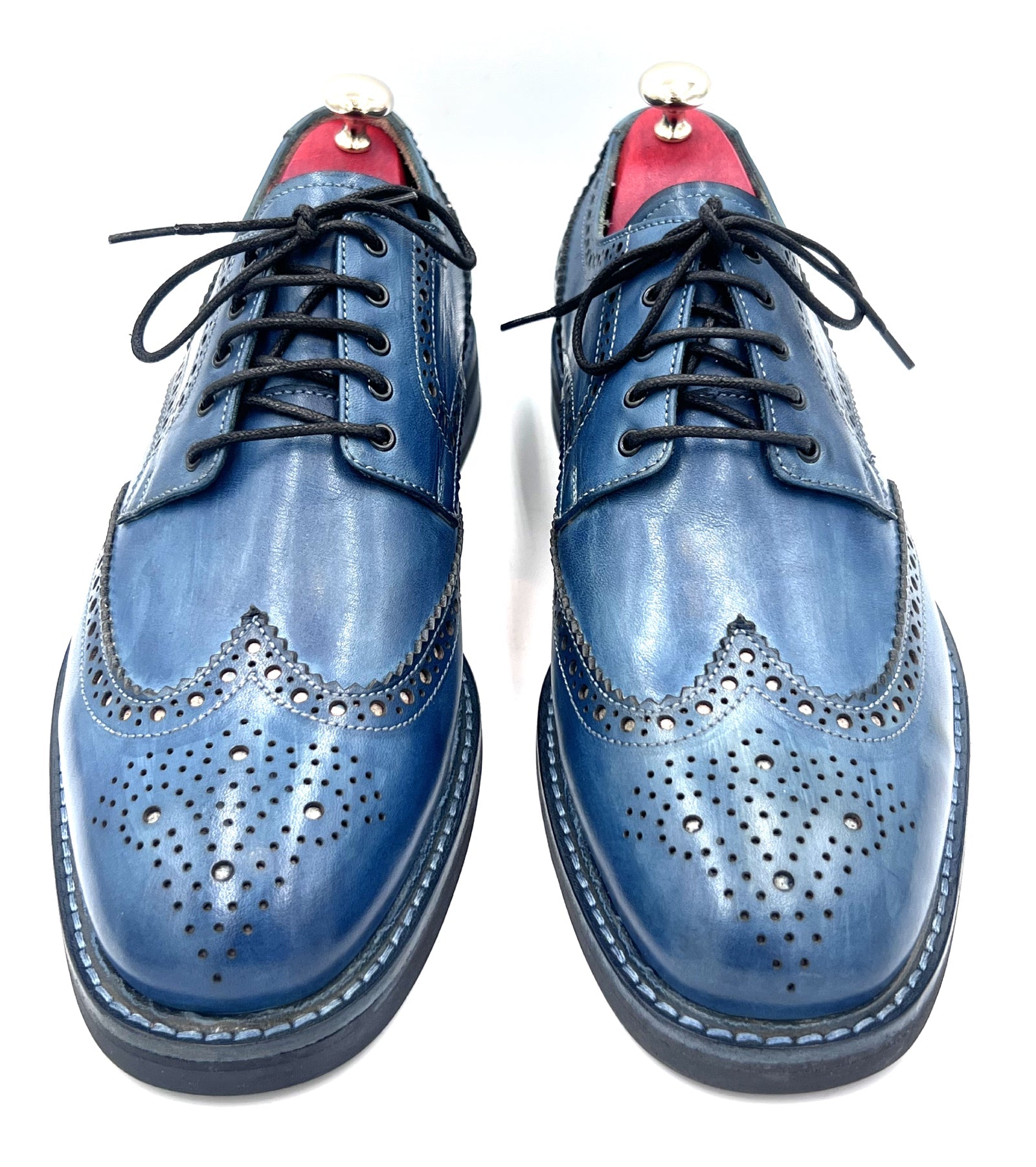 Classic Blue Patina Brogue Shoes |Handmade by Oscar William