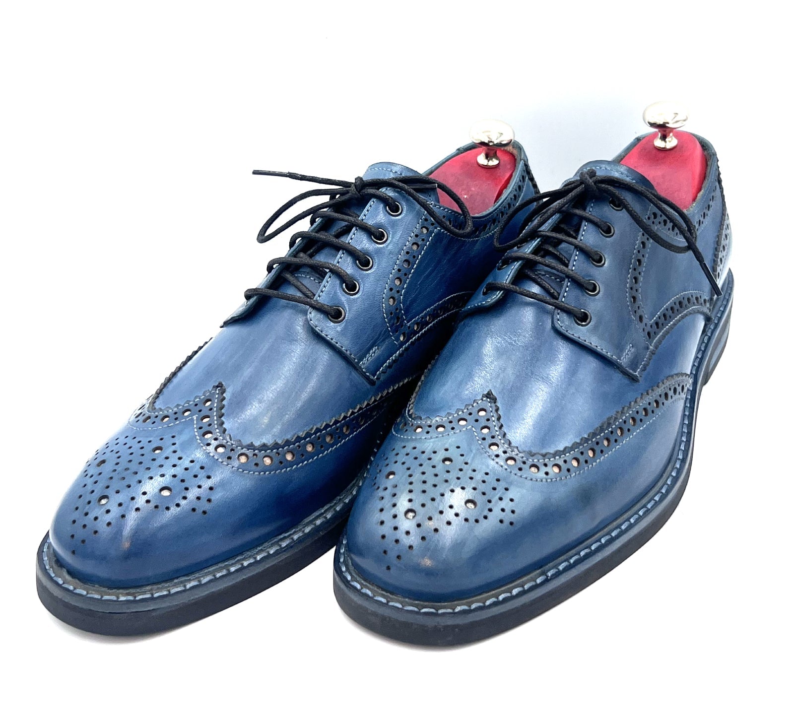 Classic Blue Patina Brogue Shoes |Handmade by Oscar William