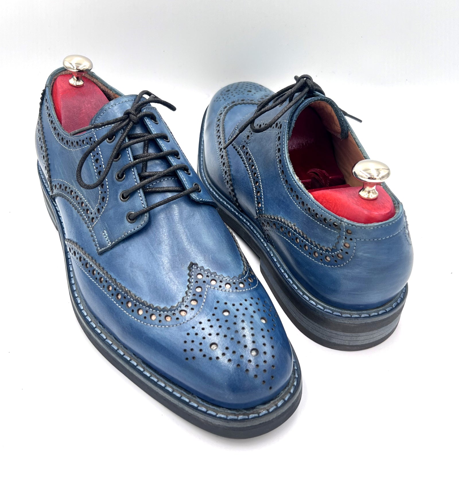 Classic Blue Patina Brogue Shoes |Handmade by Oscar William