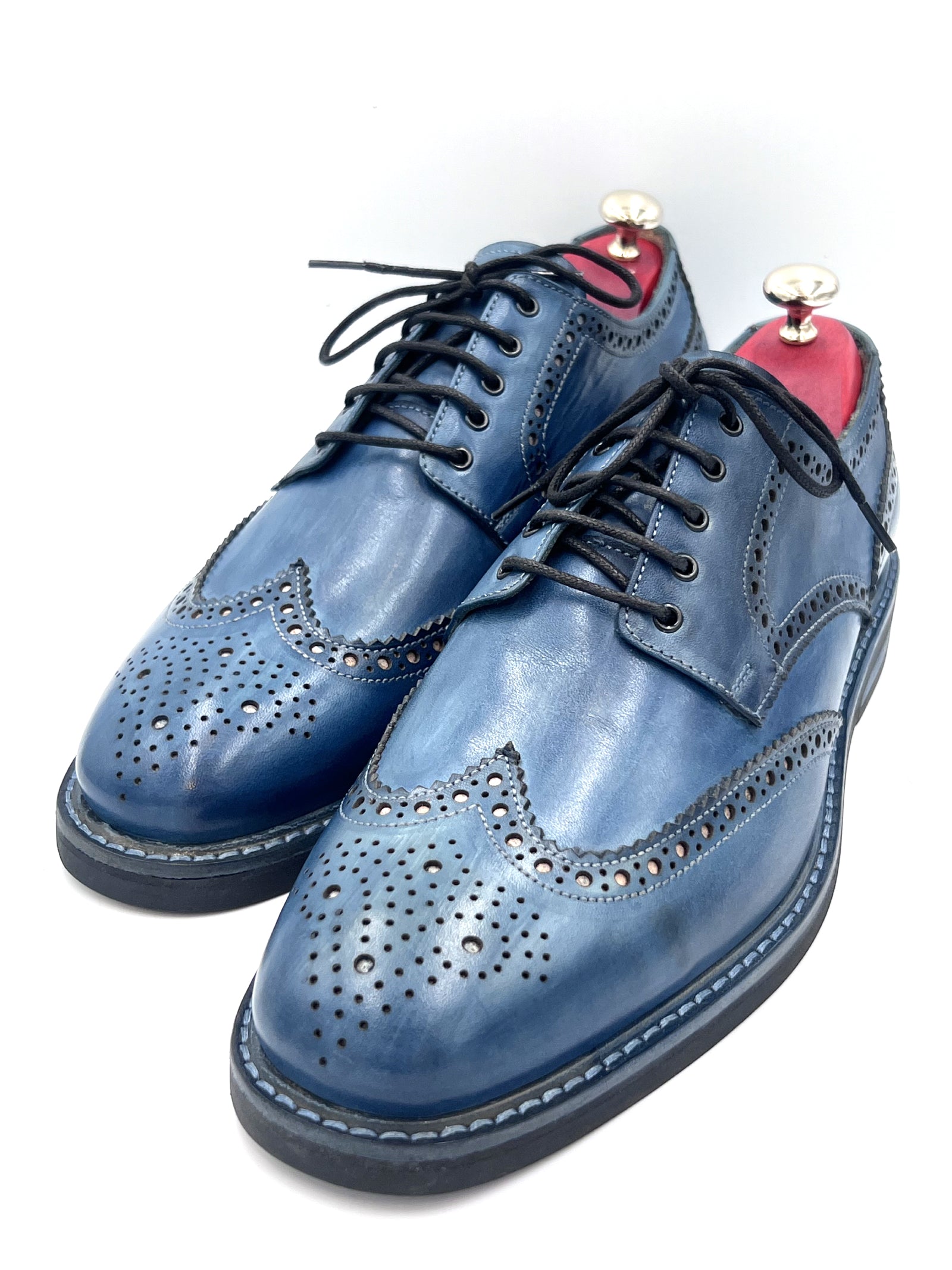 Classic Blue Patina Brogue Shoes |Handmade by Oscar William