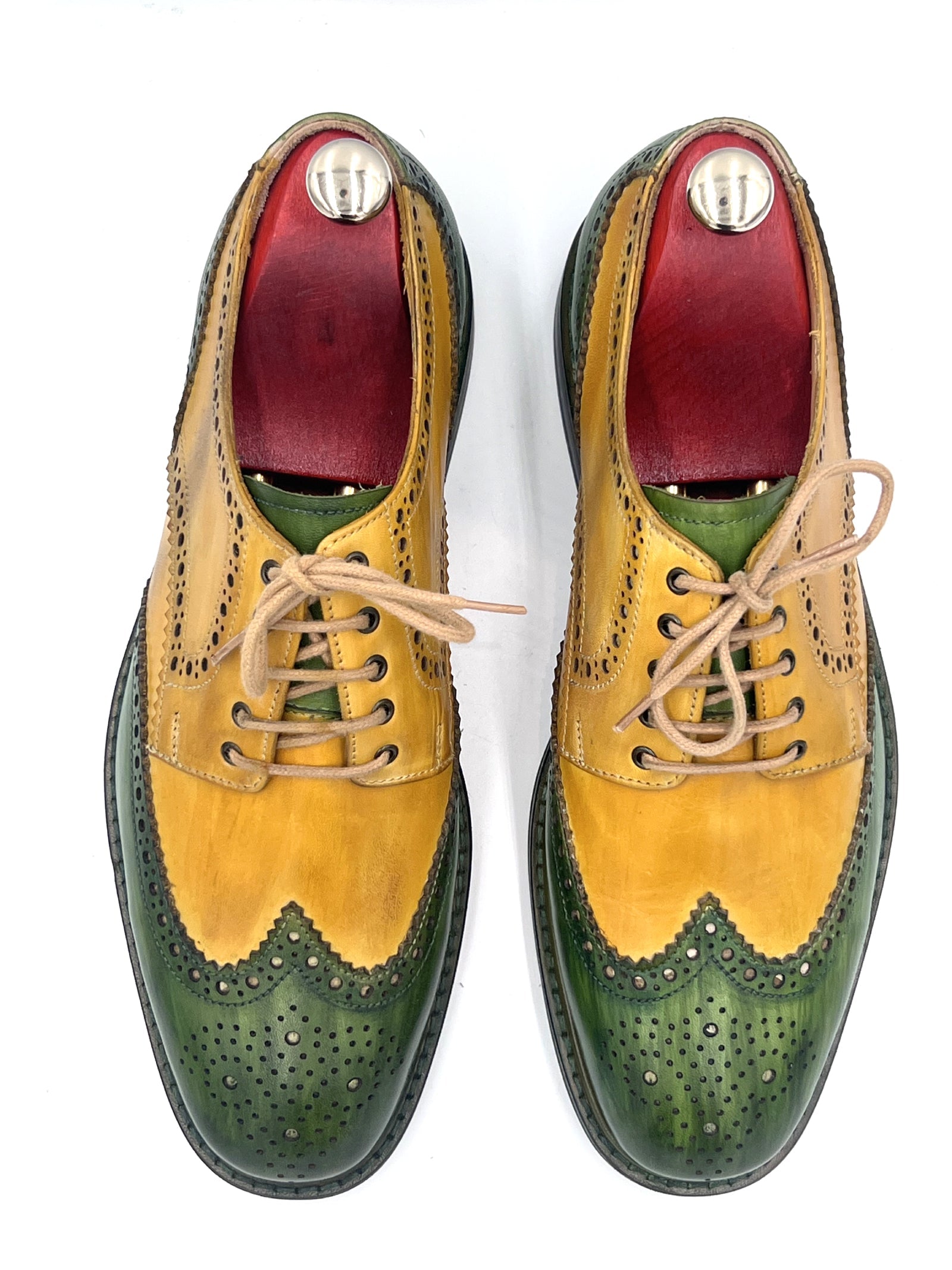 Yellow & Green Patina Brogues | Handmade by Oscar William