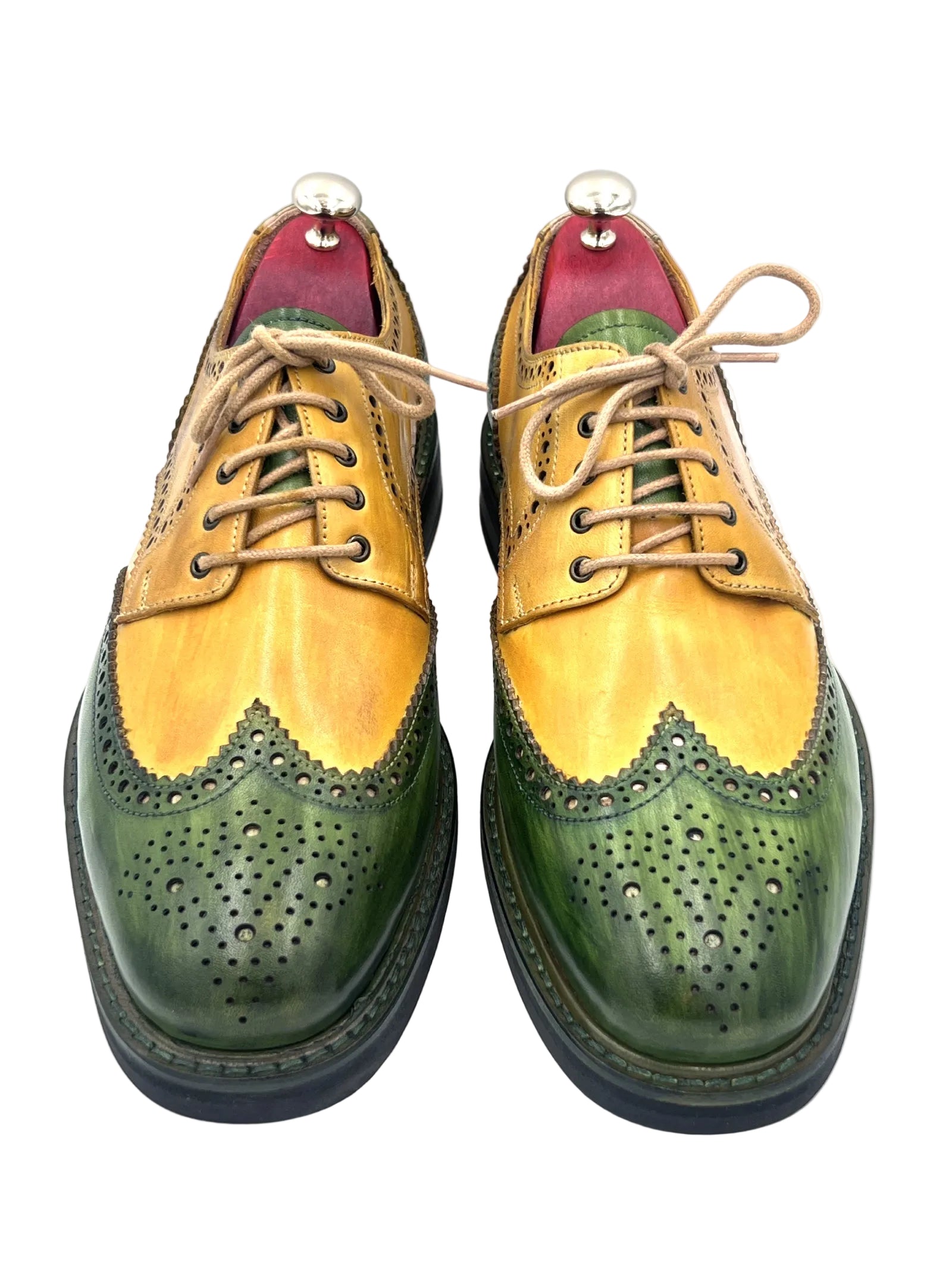 Yellow & Green Patina Brogues | Handmade by Oscar William