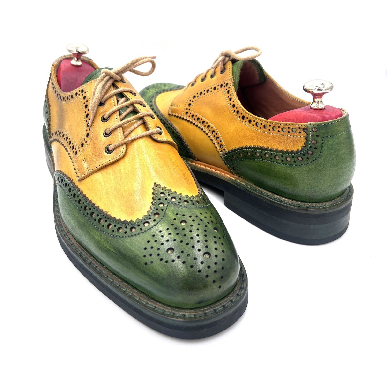 Yellow & Green Patina Brogues | Handmade by Oscar William