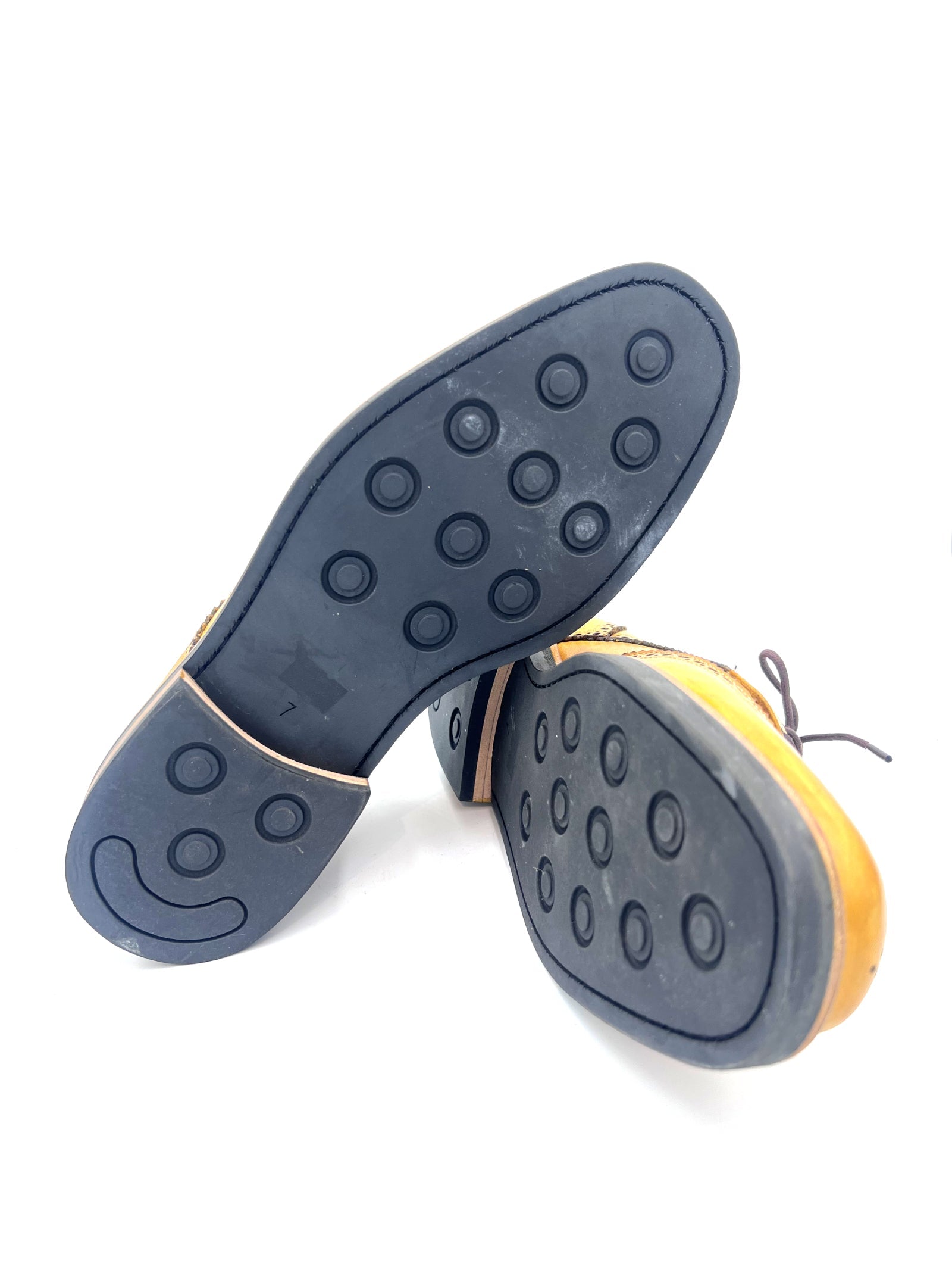 Yellow Patina Brogue Shoes with Studded Rubber Sole | Oscar William
