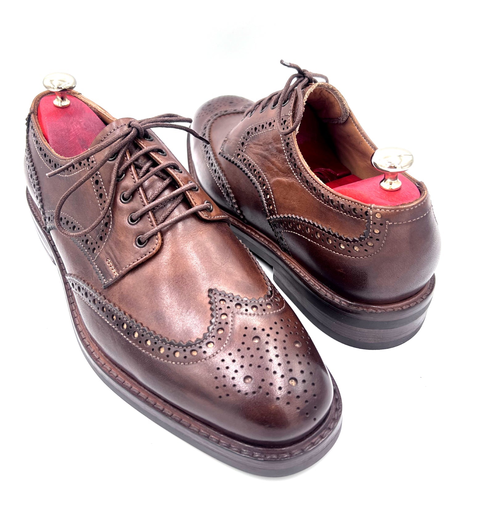 Handmade Chocolate Brown Leather Brogue Shoes by Oscar William