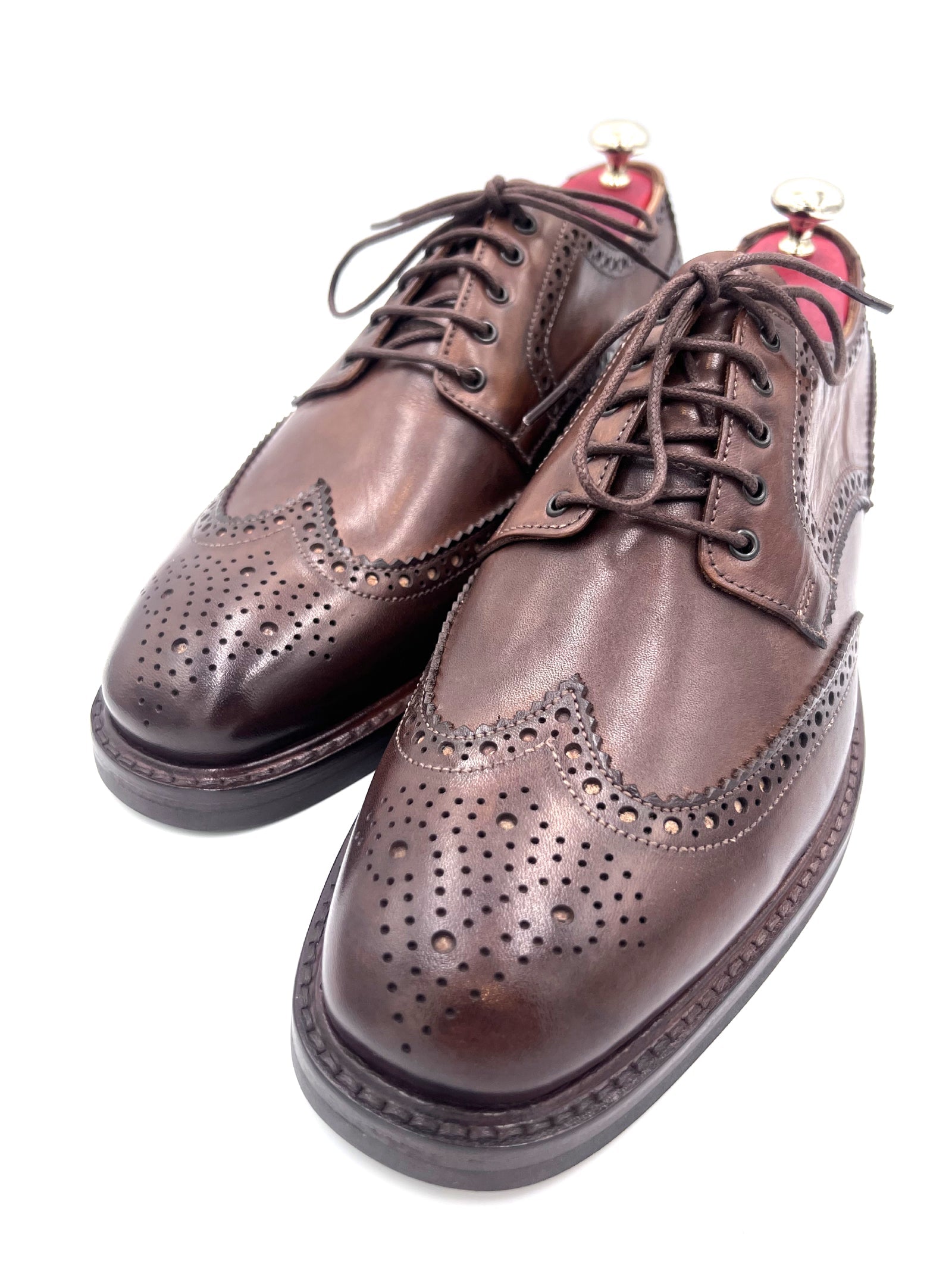 Handmade Chocolate Brown Leather Brogue Shoes by Oscar William