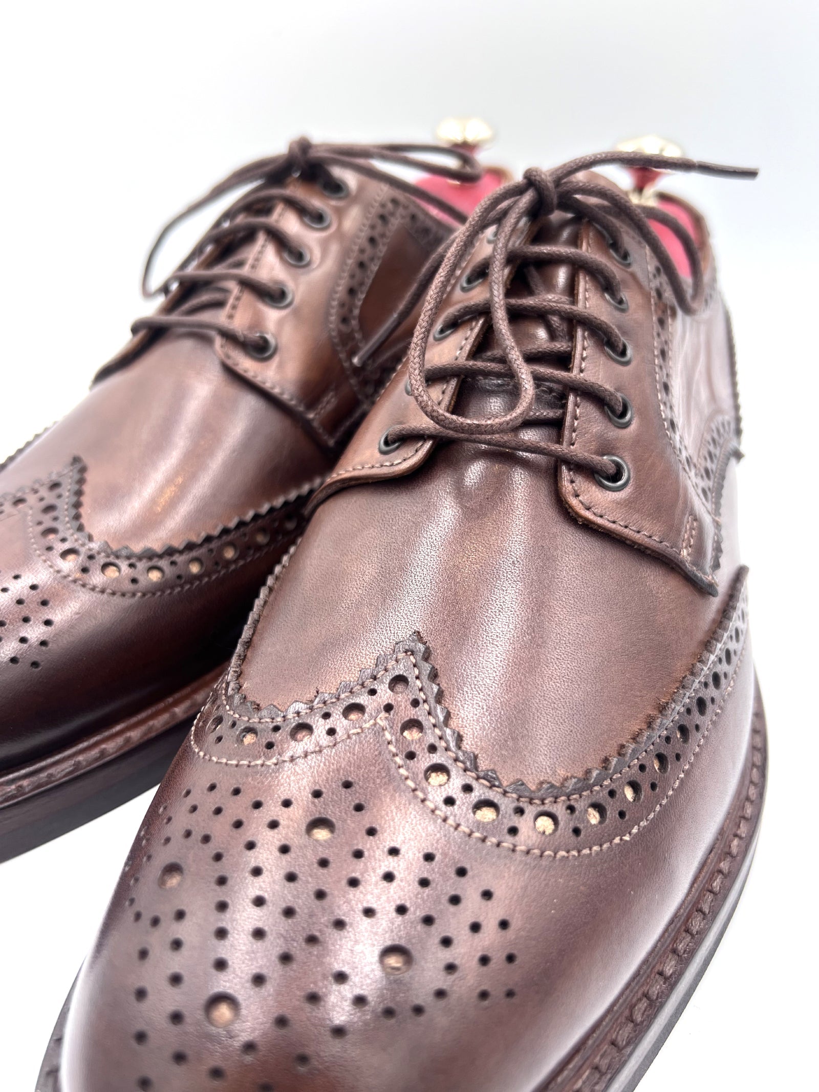 Handmade Chocolate Brown Leather Brogue Shoes by Oscar William