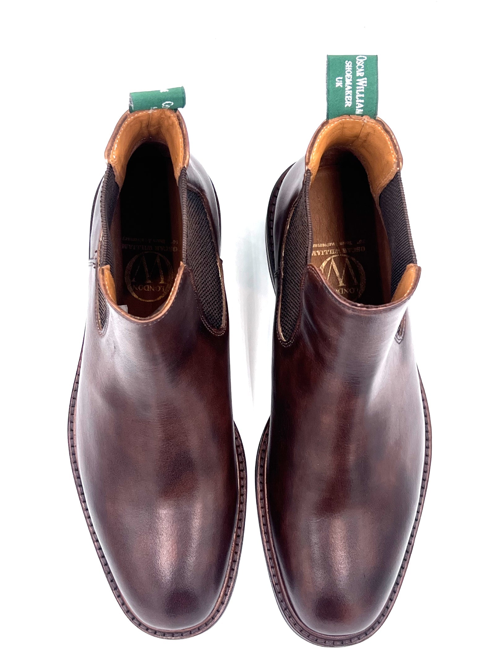 Oscar William Handmade Chocolate Chelsea Boots Studded Rubber Sole