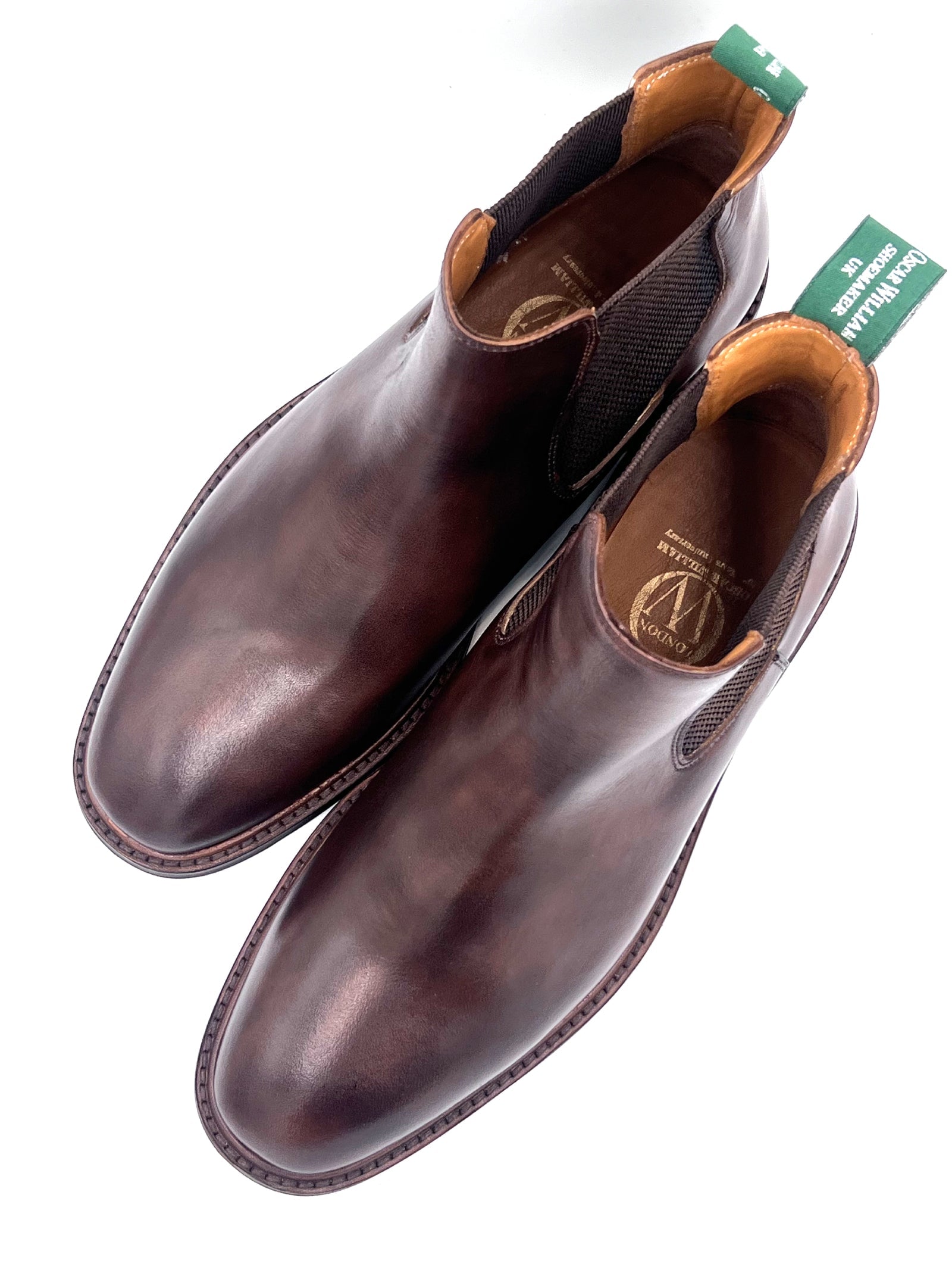 Oscar William Handmade Chocolate Chelsea Boots Studded Rubber Sole