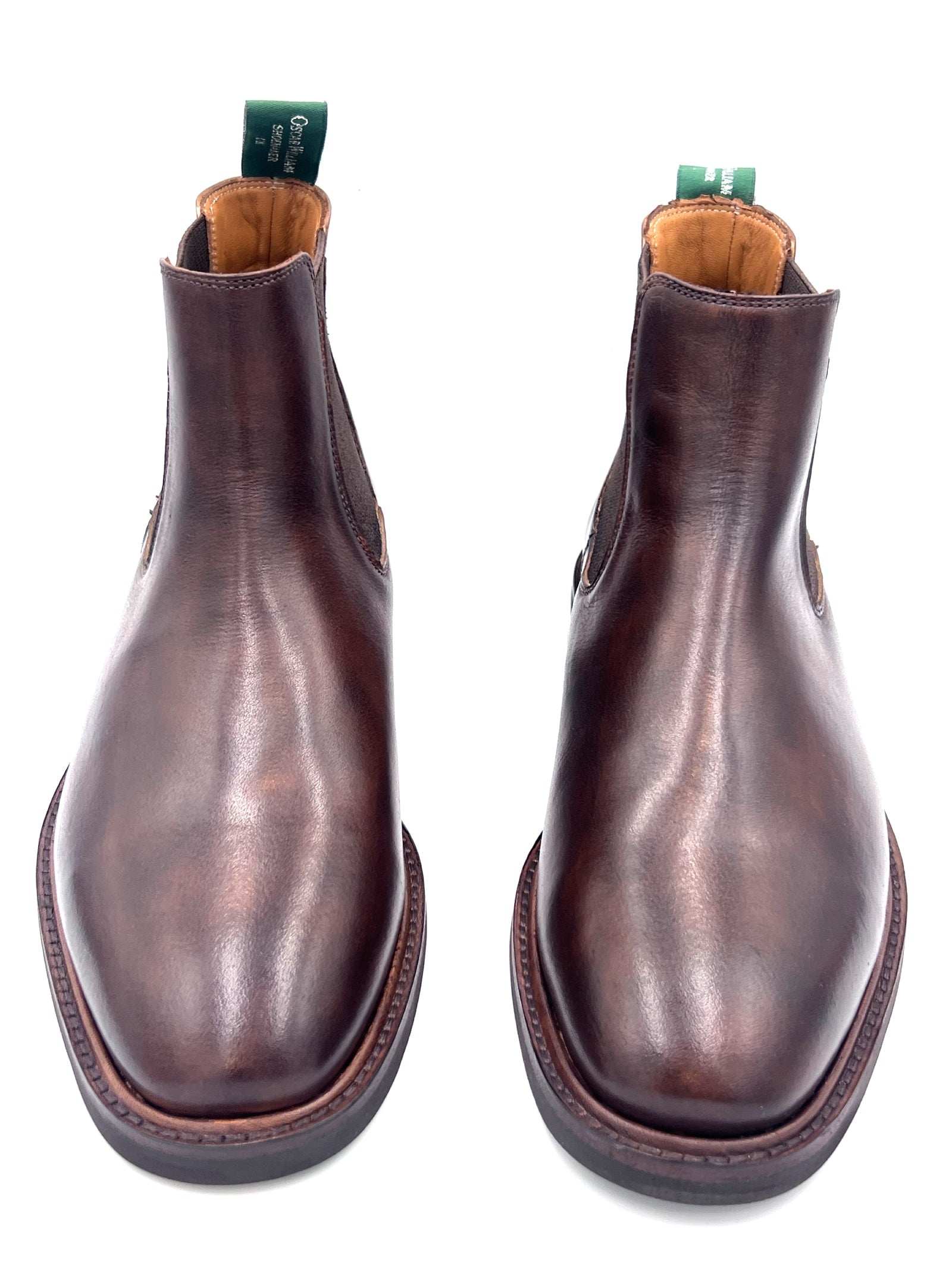 Oscar William Handmade Chocolate Chelsea Boots Studded Rubber Sole