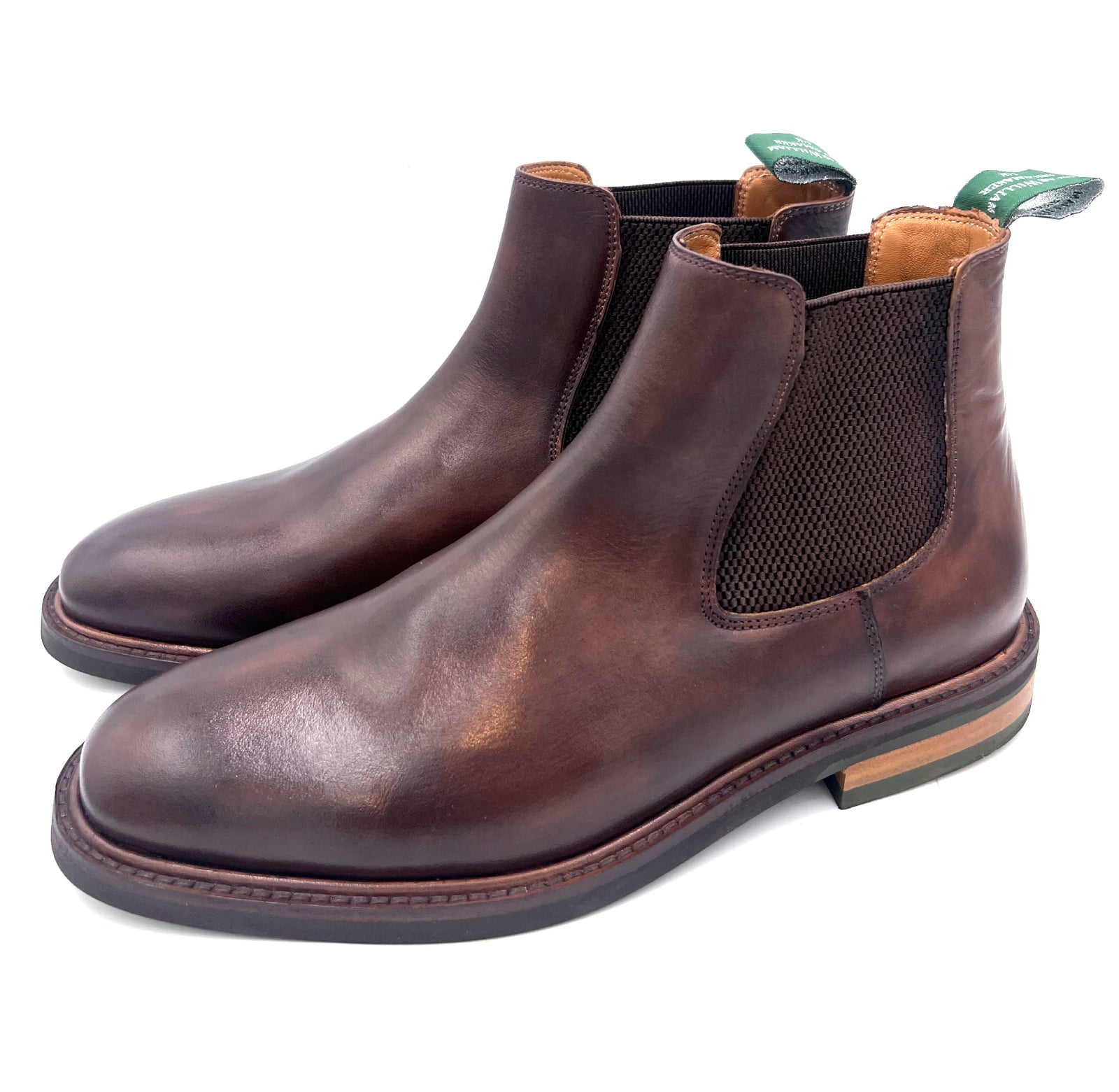 Oscar William Handmade Chocolate Chelsea Boots Studded Rubber Sole