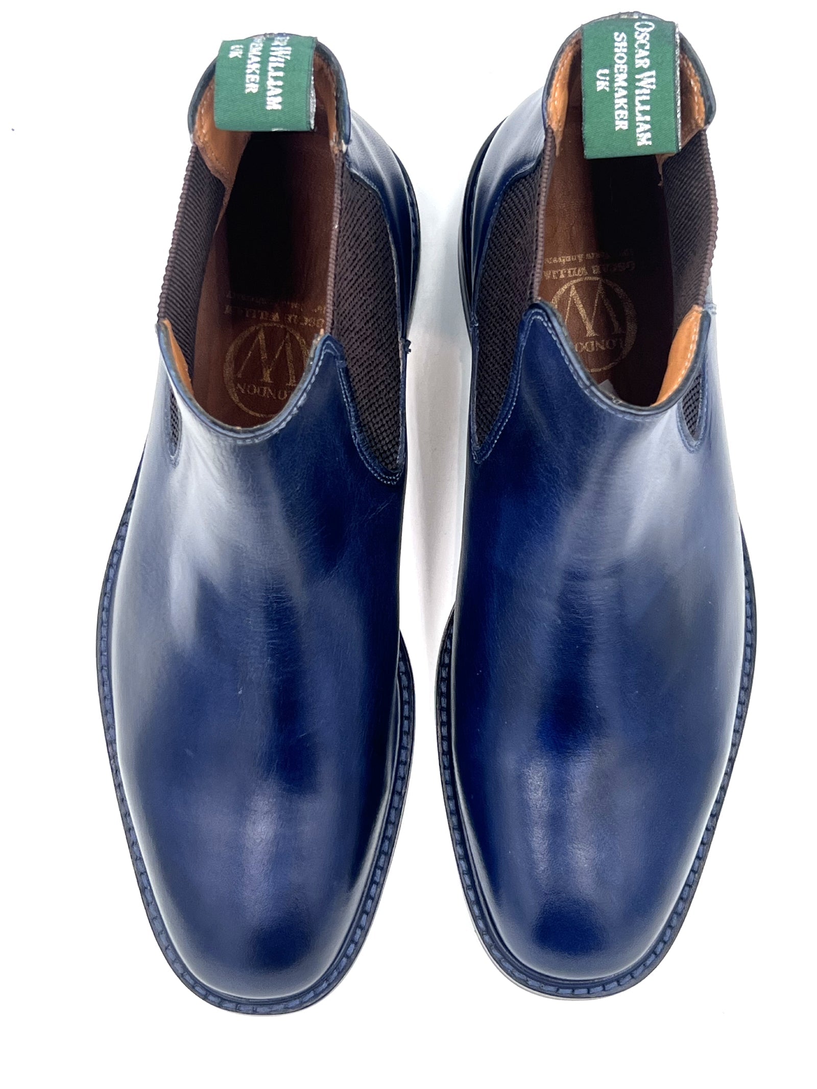 Oscar William Navy Blue Chelsea Boots Studded Sole