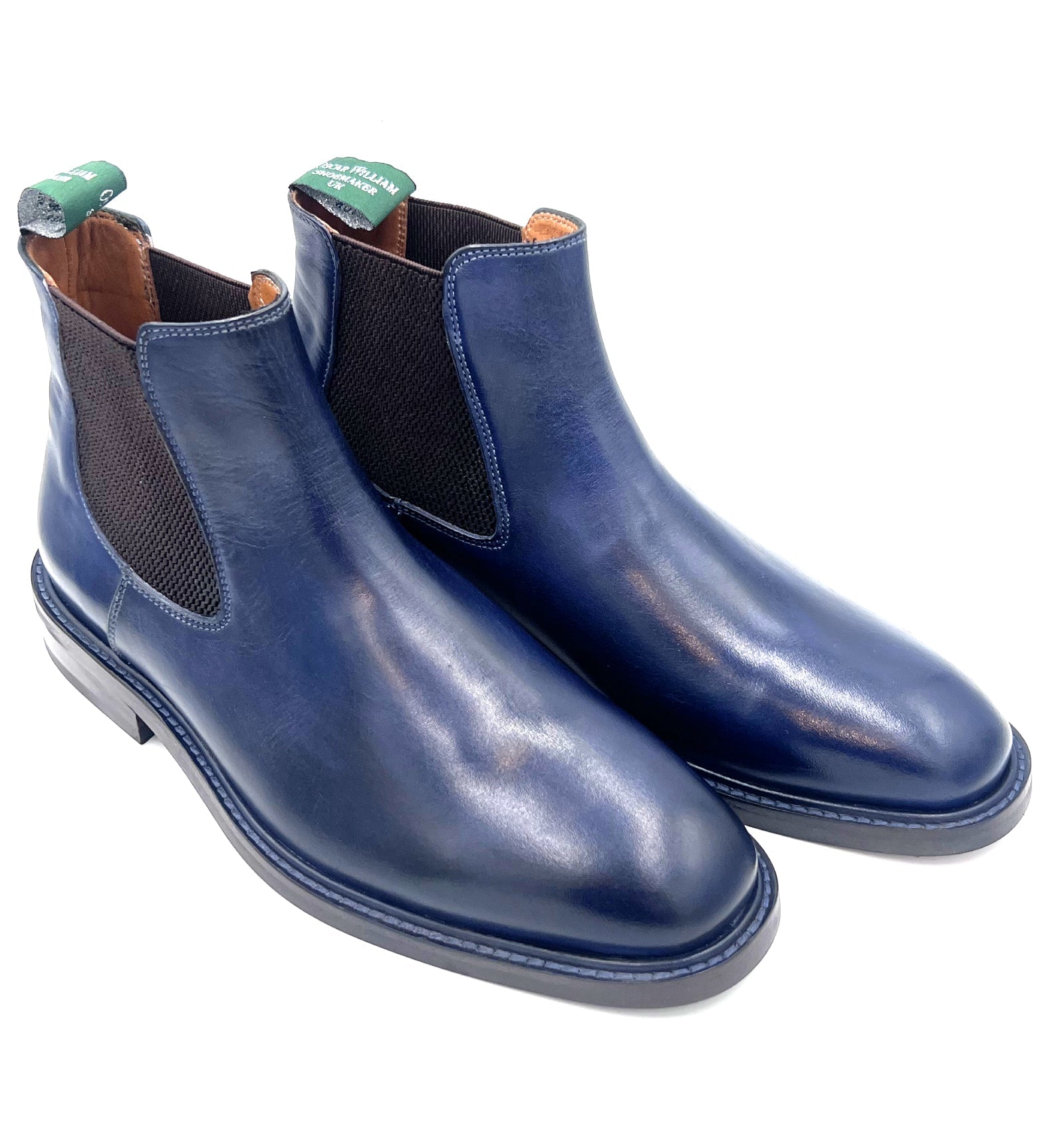 Oscar William Navy Blue Chelsea Boots Studded Sole