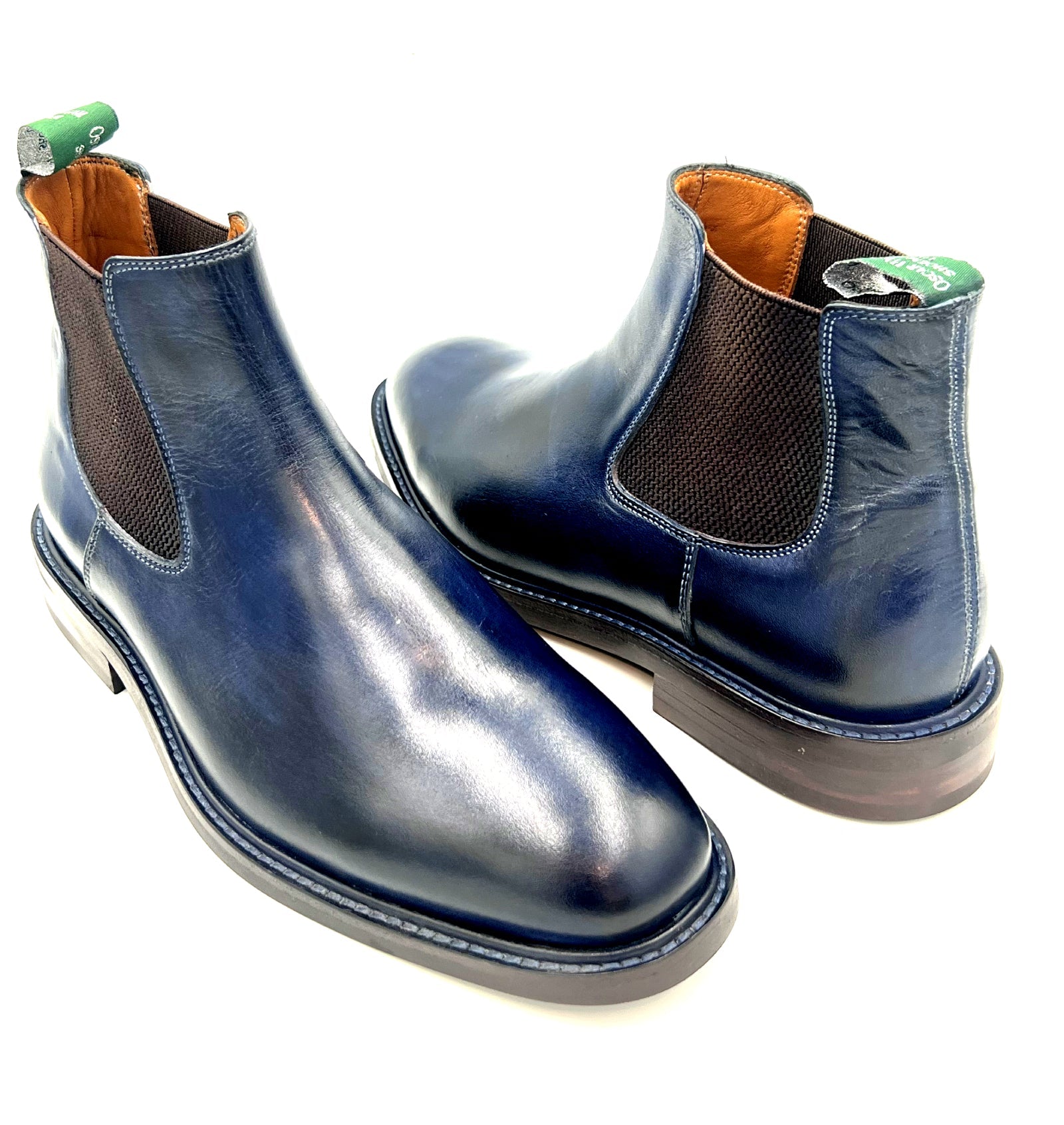 Oscar William Navy Blue Chelsea Boots Studded Sole