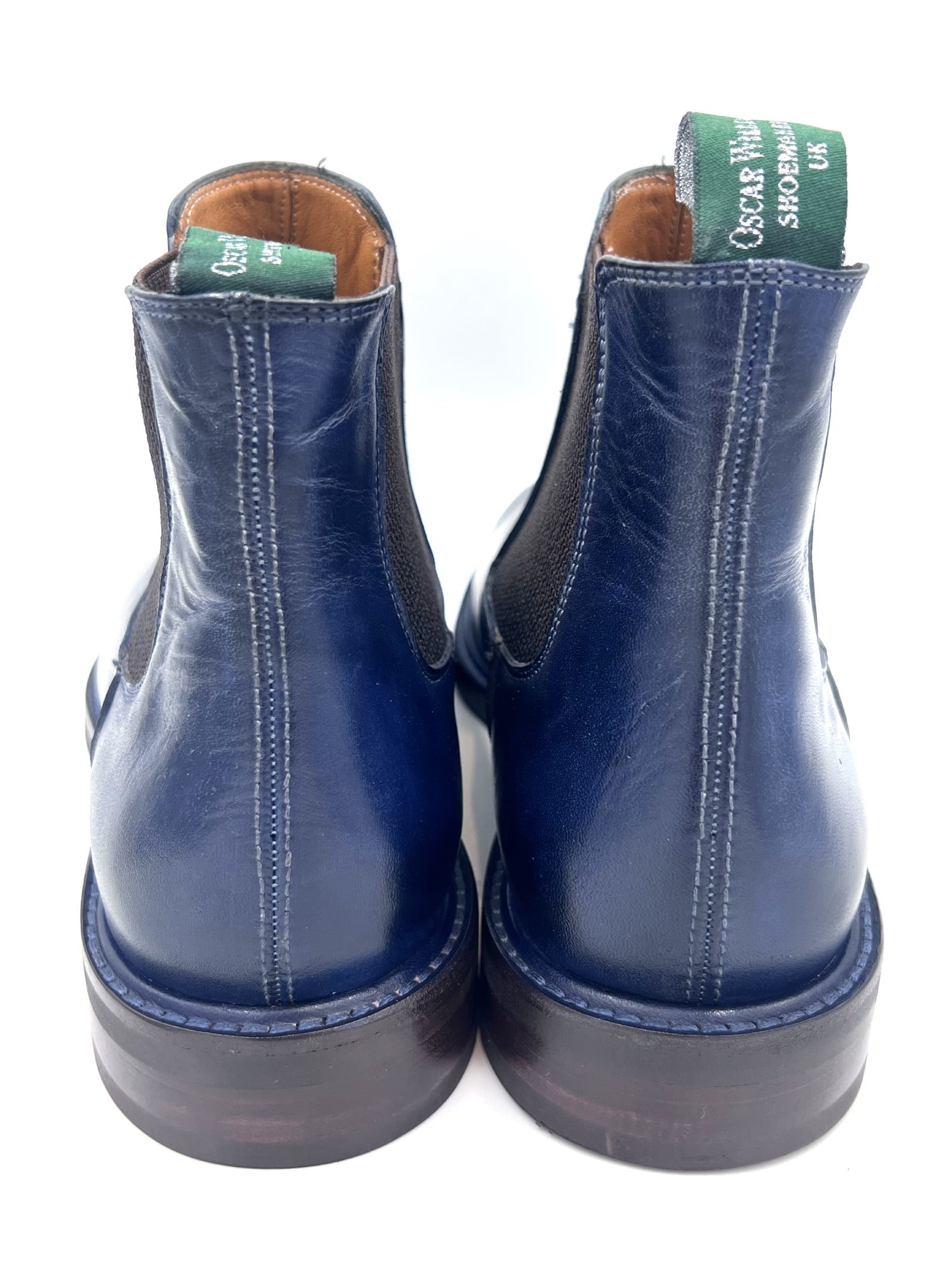Oscar William Navy Blue Chelsea Boots Studded Sole