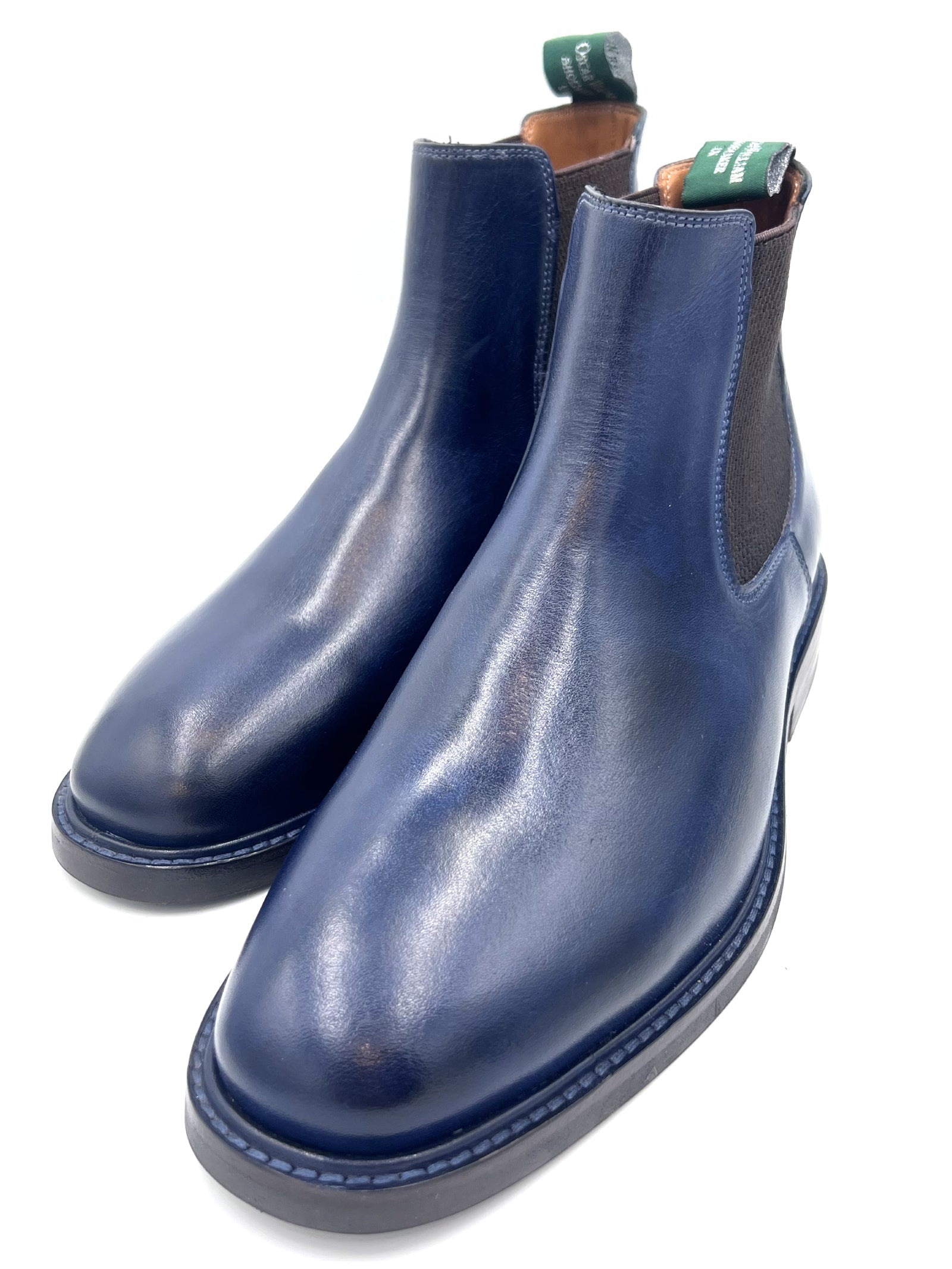 Oscar William Navy Blue Chelsea Boots Studded Sole