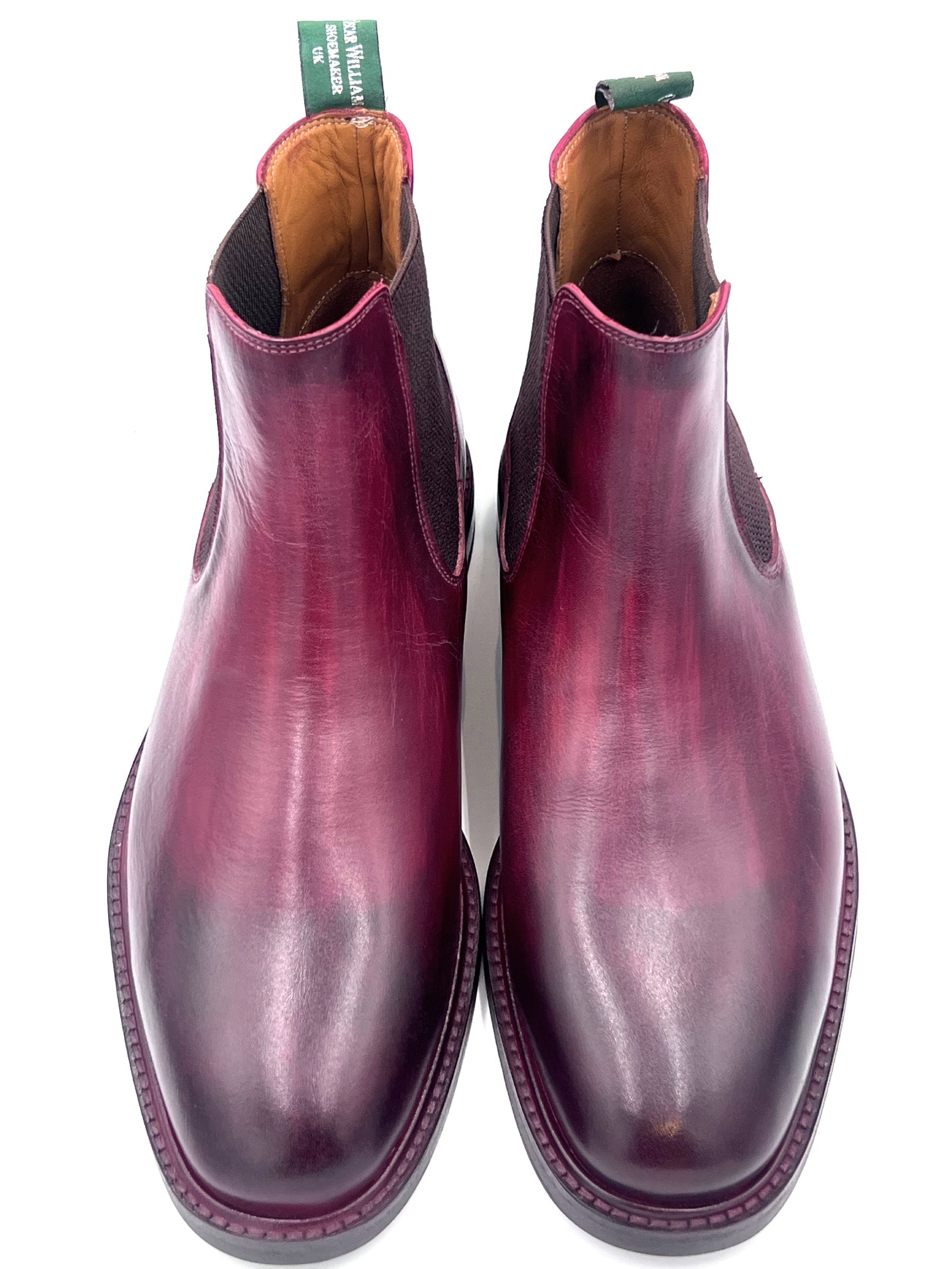 Oscar William Burgundy Chelsea Boots | Hand-Painted Patina Leather