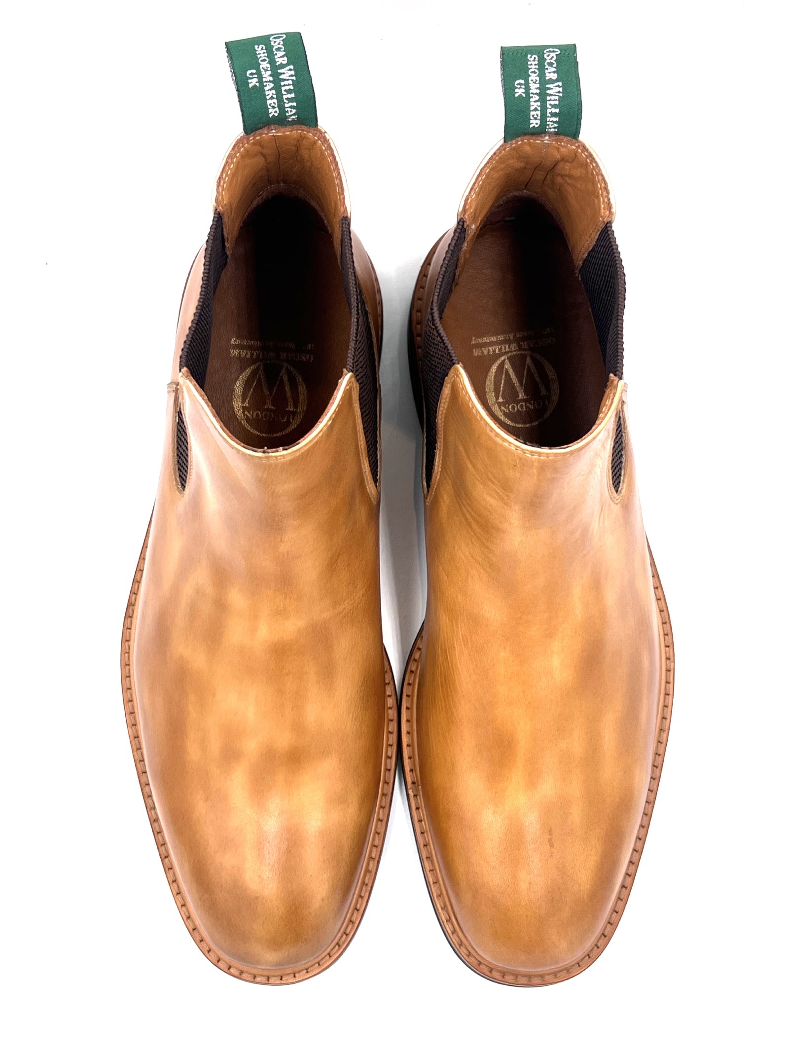 Oscar William Tan Patina Chelsea Boots | Hand-Painted Leather