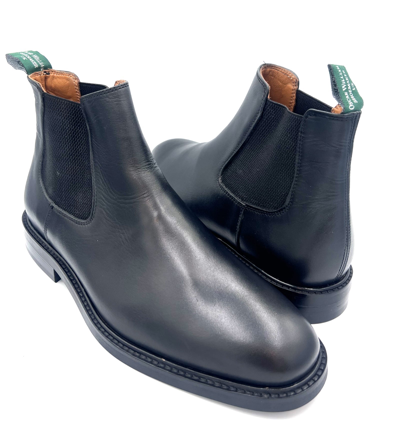 Oscar William Black Leather Chelsea Boots Rubber Sole