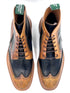 Light Tan Navy Blue Patina Brogue Boots | Oscar William