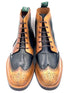 Light Tan Navy Blue Patina Brogue Boots | Oscar William