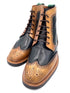 Light Tan Navy Blue Patina Brogue Boots | Oscar William