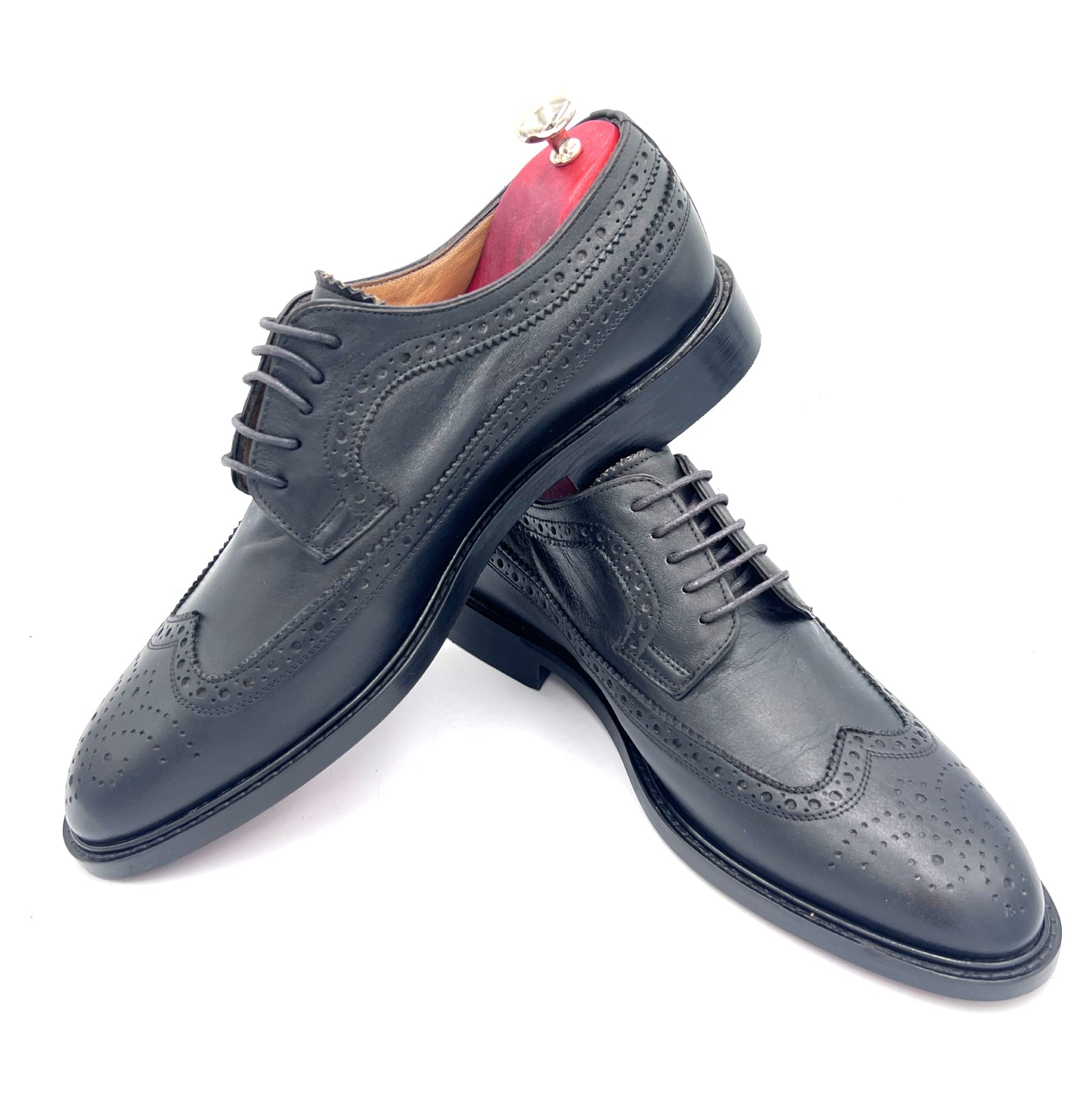 Royal Long Wing Brogue Shoes in Box Calf Leather | Oscar William