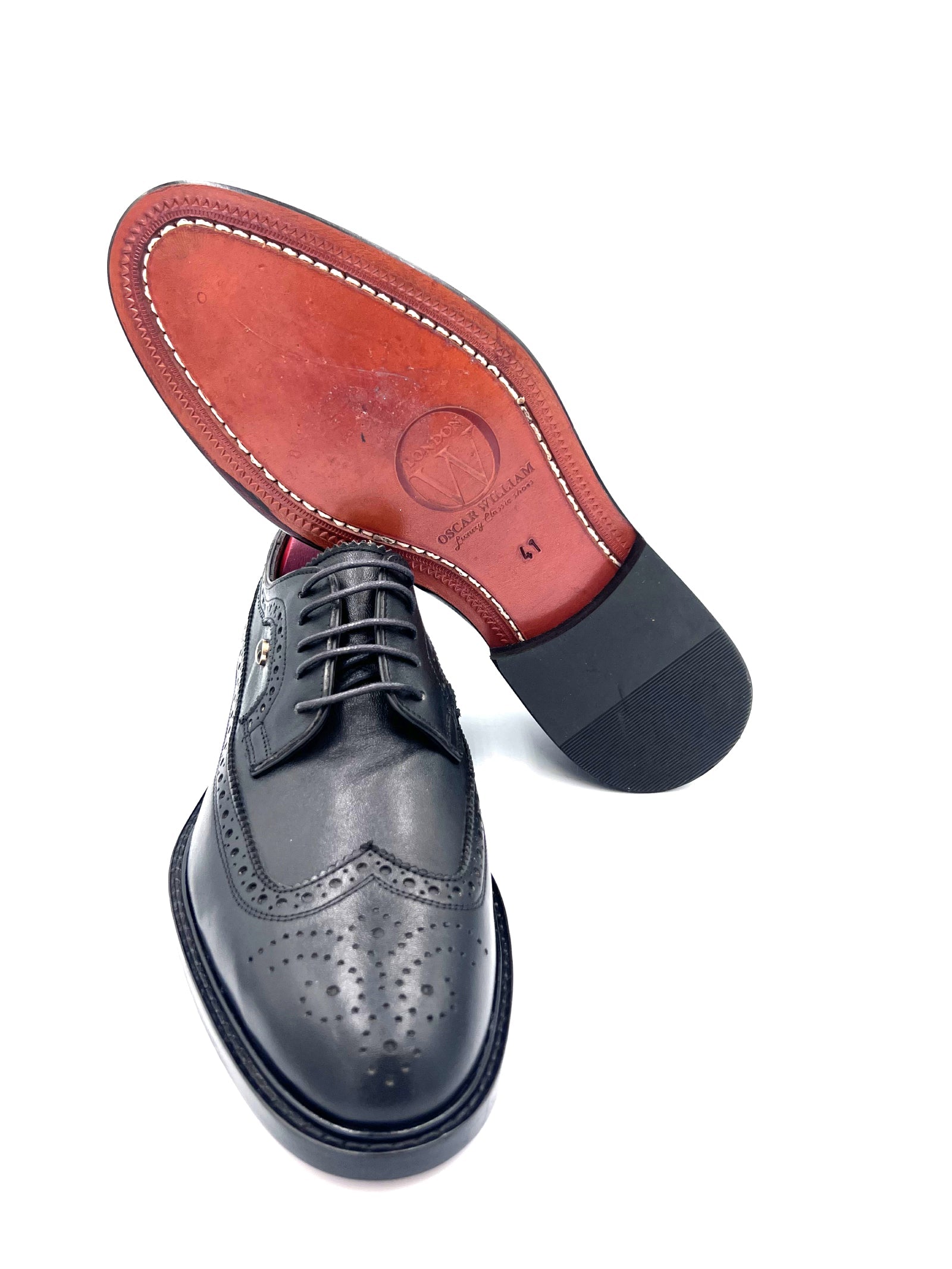 Royal Long Wing Brogue Shoes in Box Calf Leather | Oscar William