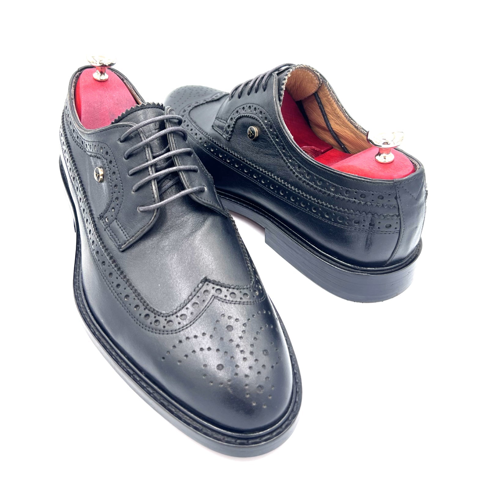 Royal Long Wing Brogue Shoes in Box Calf Leather | Oscar William