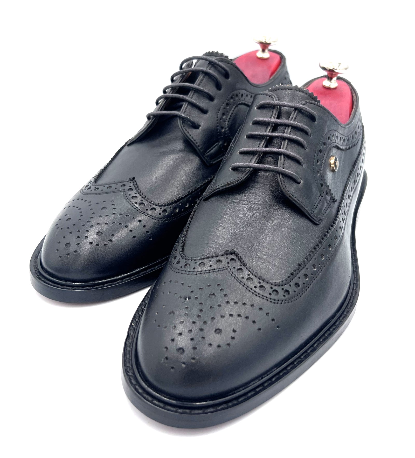 Royal Long Wing Brogue Shoes in Box Calf Leather | Oscar William