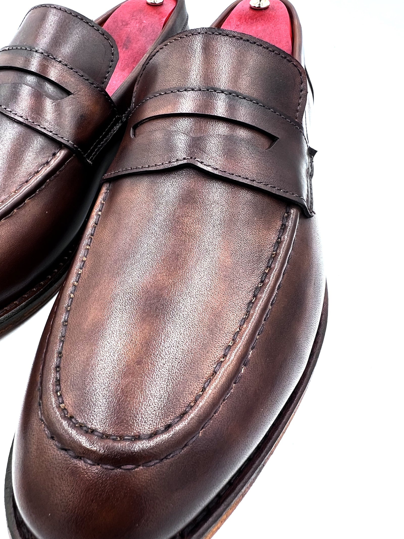 Oscar William Penny Loafer – Shaded Brown Patina