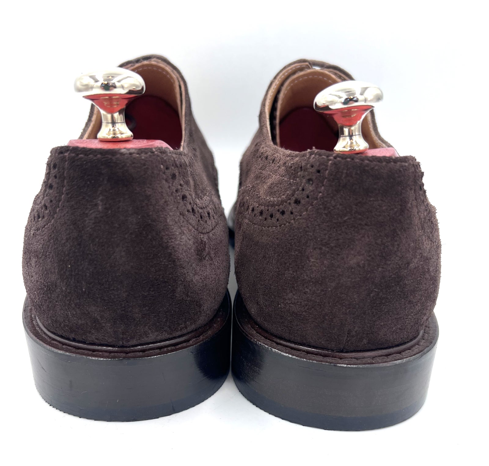 Oscar William Handmade Dark Brown Suede Brogues with Classic Wingtip Detailing
