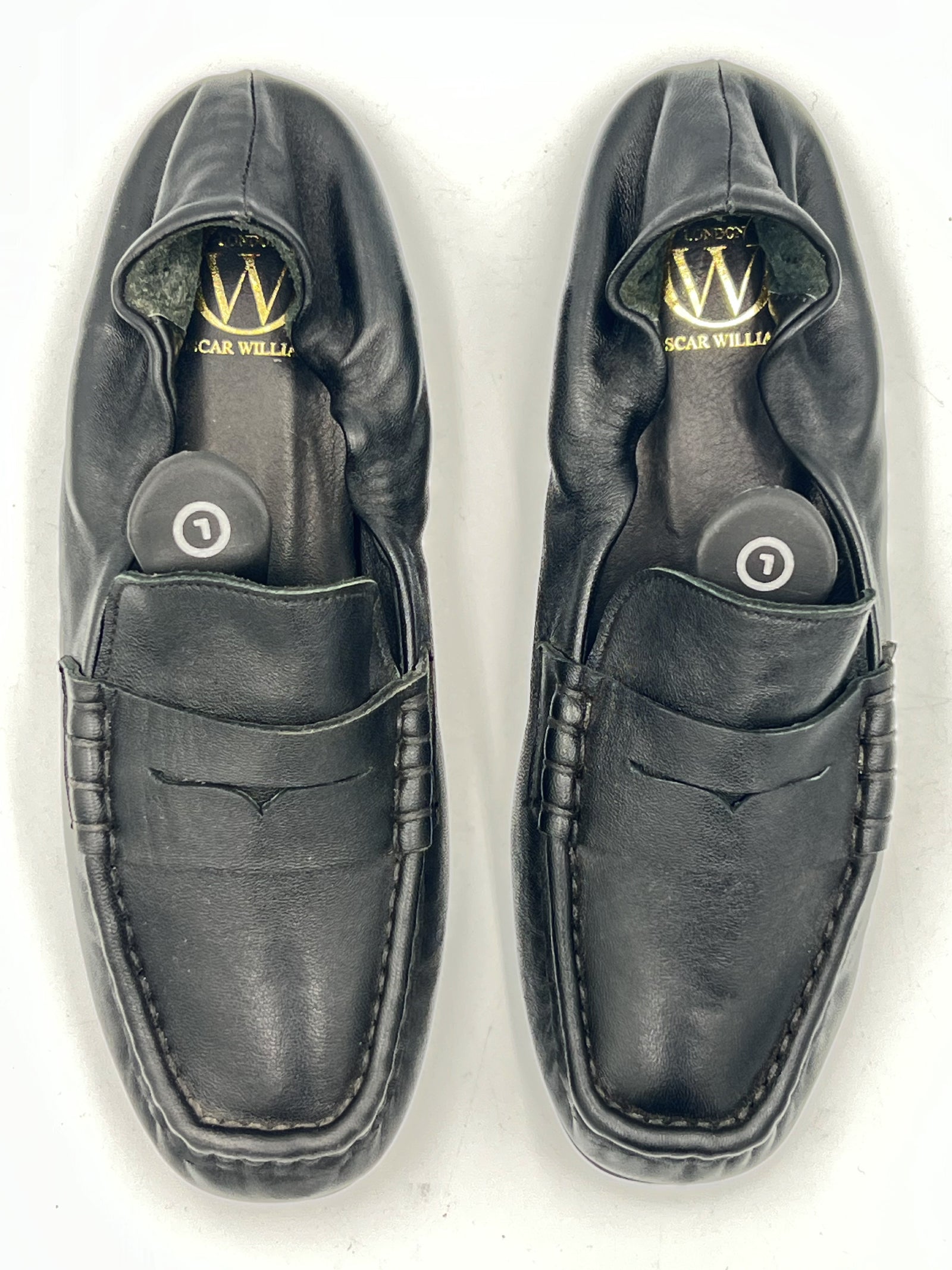 Oscar William Black Soft Leather Loafers Top View