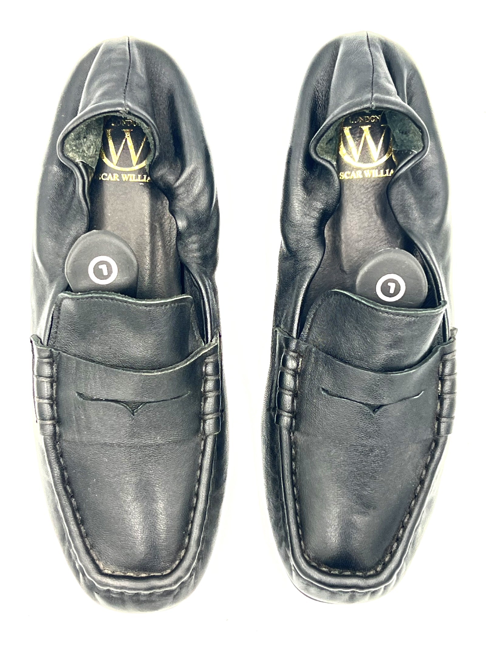 Oscar William Black Soft Leather Loafers Top View