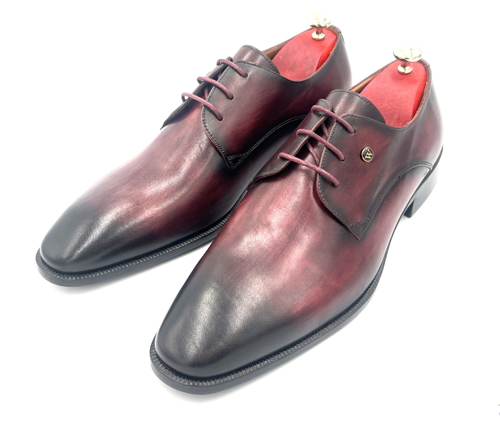Oscar William Burgundy & Black Patina Derby Shoes