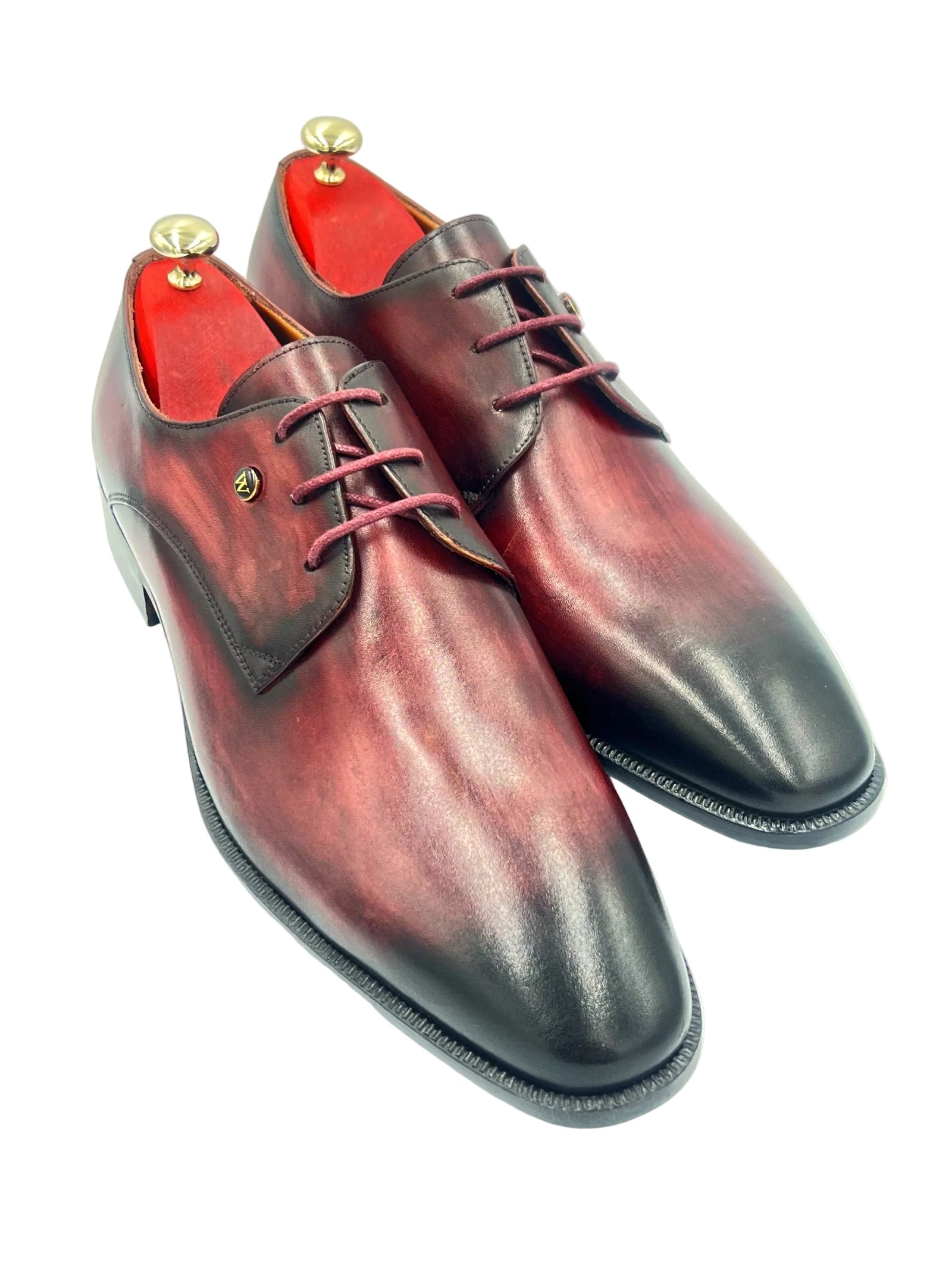 Oscar William Burgundy & Black Patina Derby Shoes