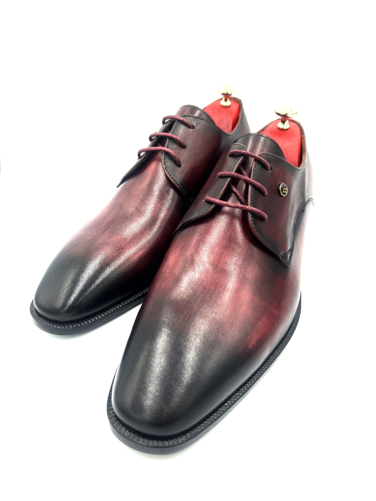 Oscar William Burgundy & Black Patina Derby Shoes