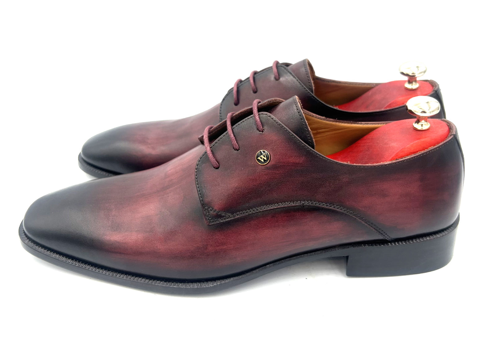 Oscar William Burgundy & Black Patina Derby Shoes