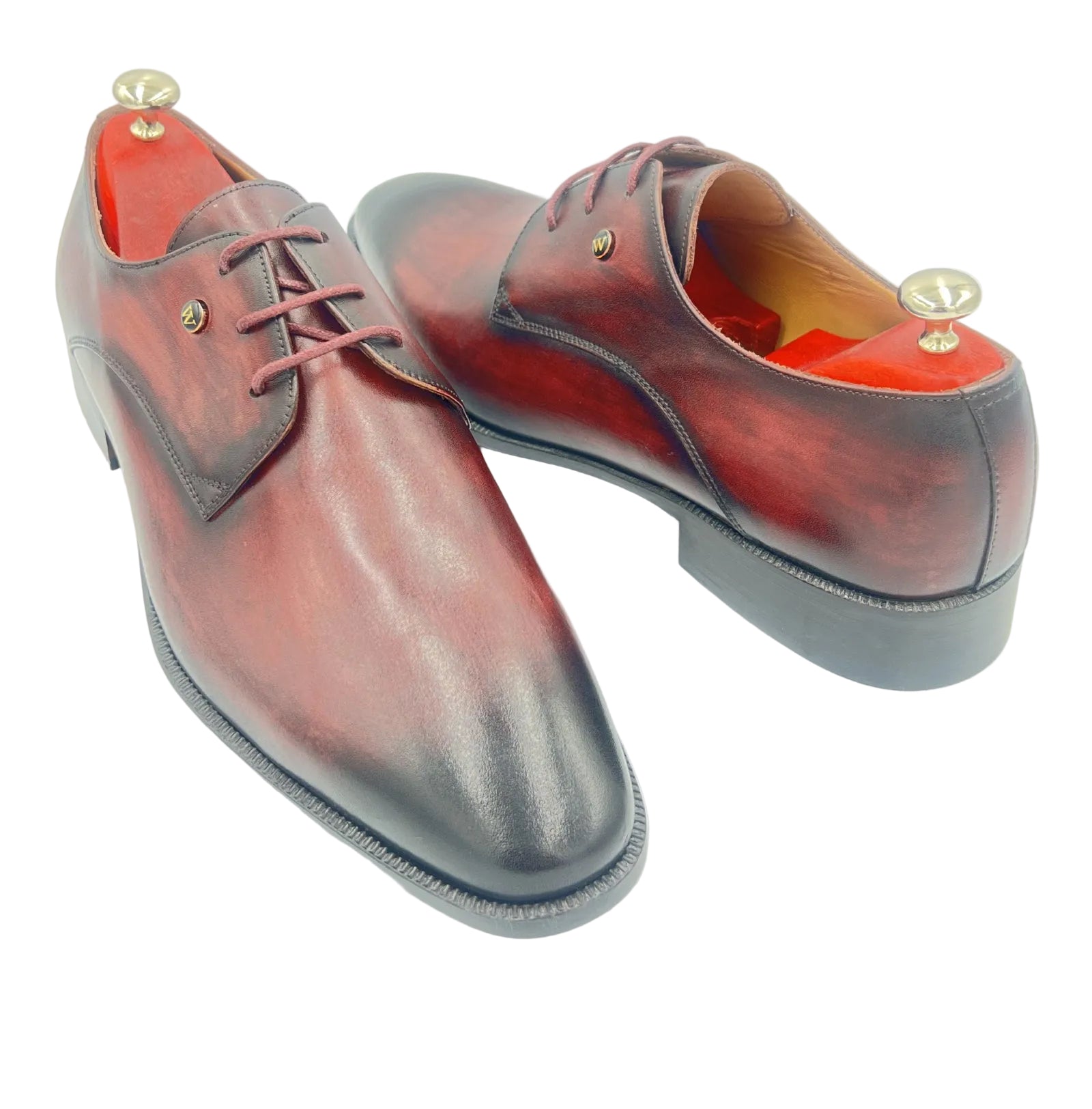 Oscar William Burgundy & Black Patina Derby Shoes