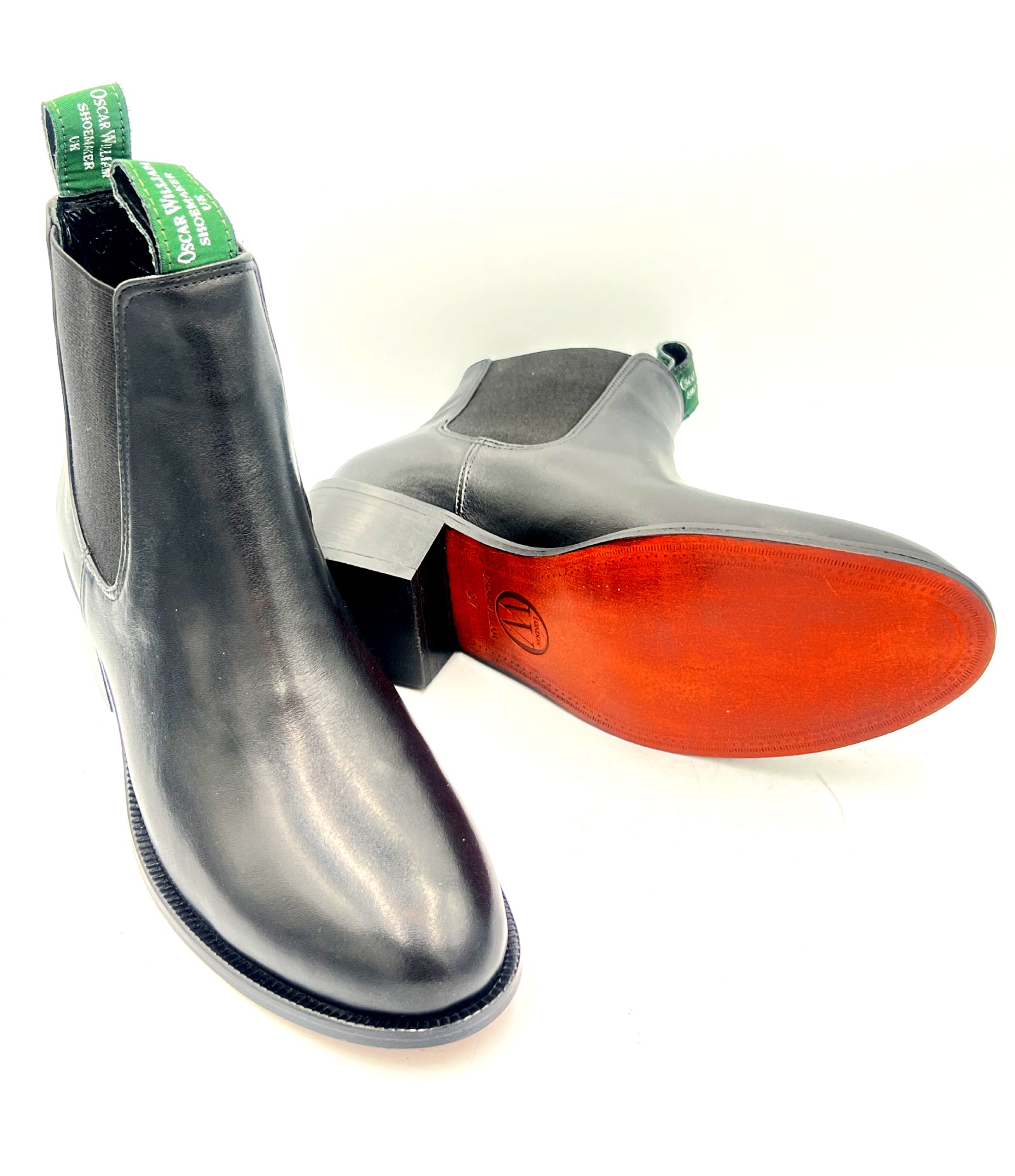 Oscar William Women's Chelsea Boots Black Leather with Leather Sole