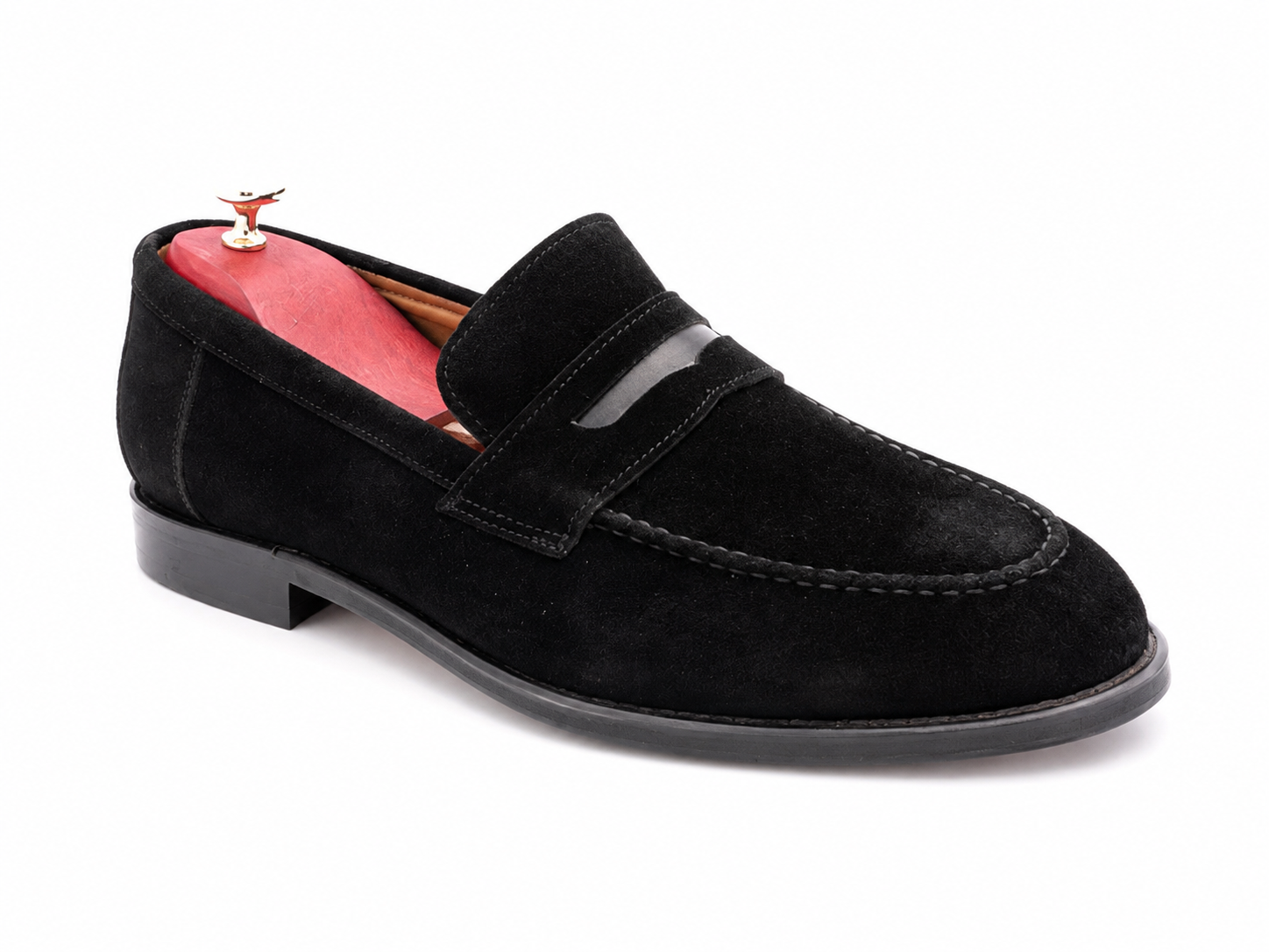 Oscar William Black Suede Penny Loafers – Leather Sole / Leather Lining