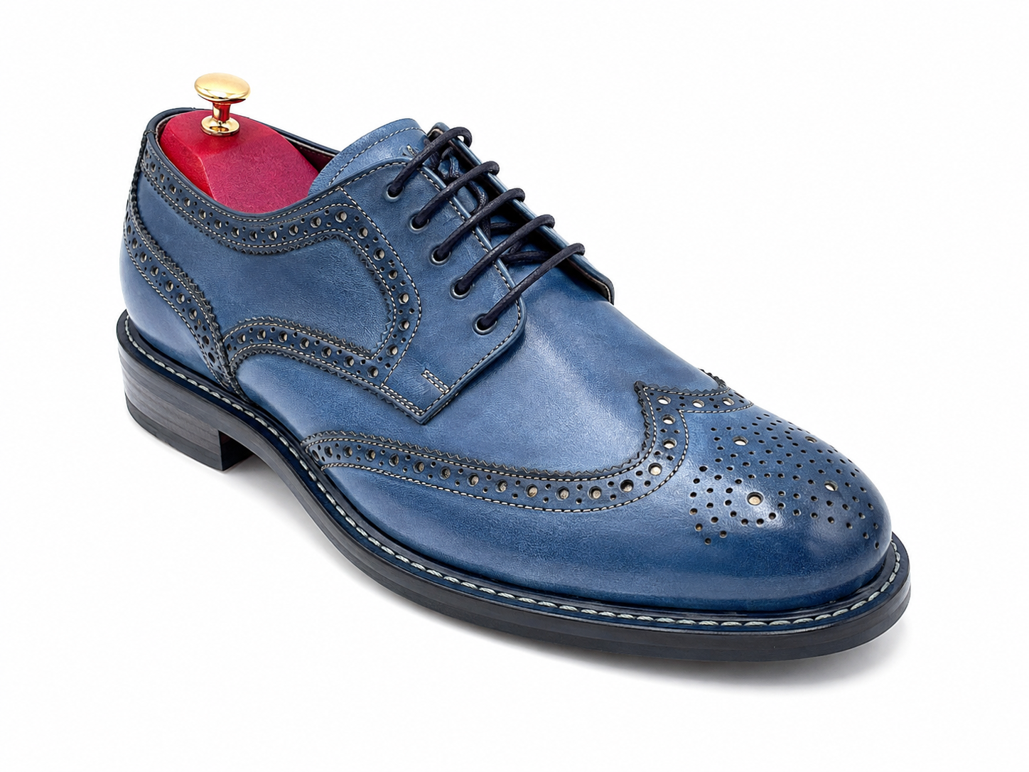 Oscar William Blue Patina Brogues – Rubber Studded Sole