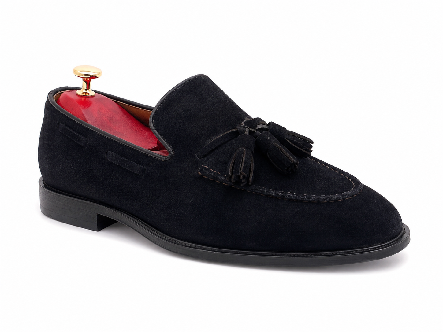 Oscar William Handmade Black Suede Tassel Loafers – Leather Sole