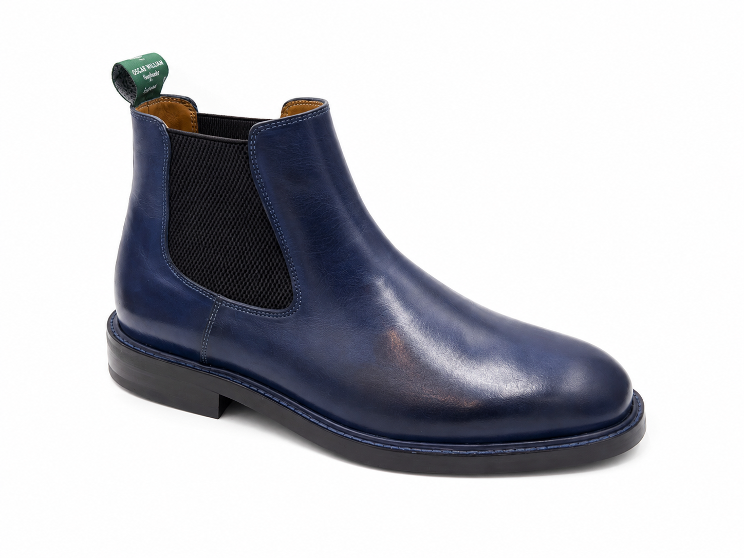 Oscar William Handmade Navy Blue Chelsea Boots Studded Sole