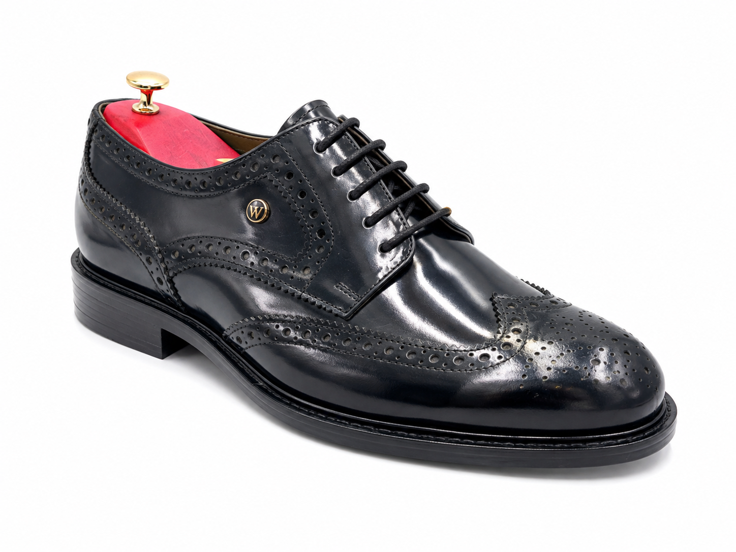 Oscar William Brogues – High Shine Black | Leather Sole