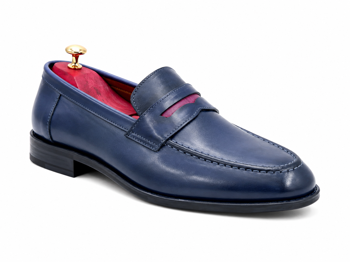 Oscar William Penny Loafers – Navy Blue | Leather Sole