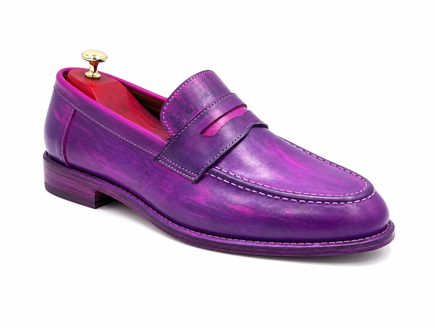 Oscar William Penny Loafers – Patina Purple | Leather Sole